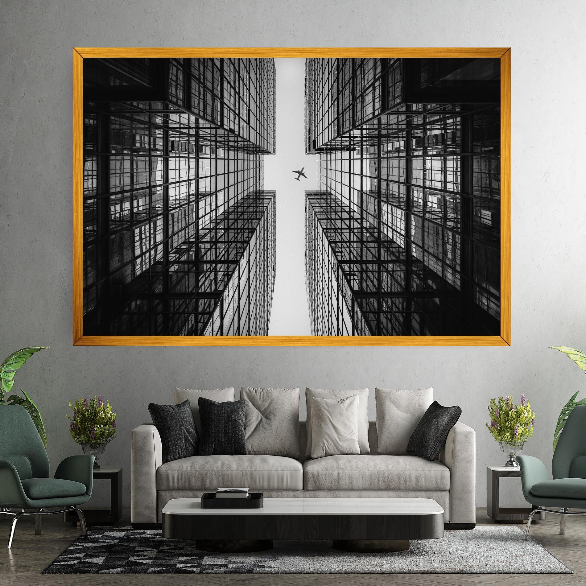 Tablou Canvas Plane Grey Building mockup 7