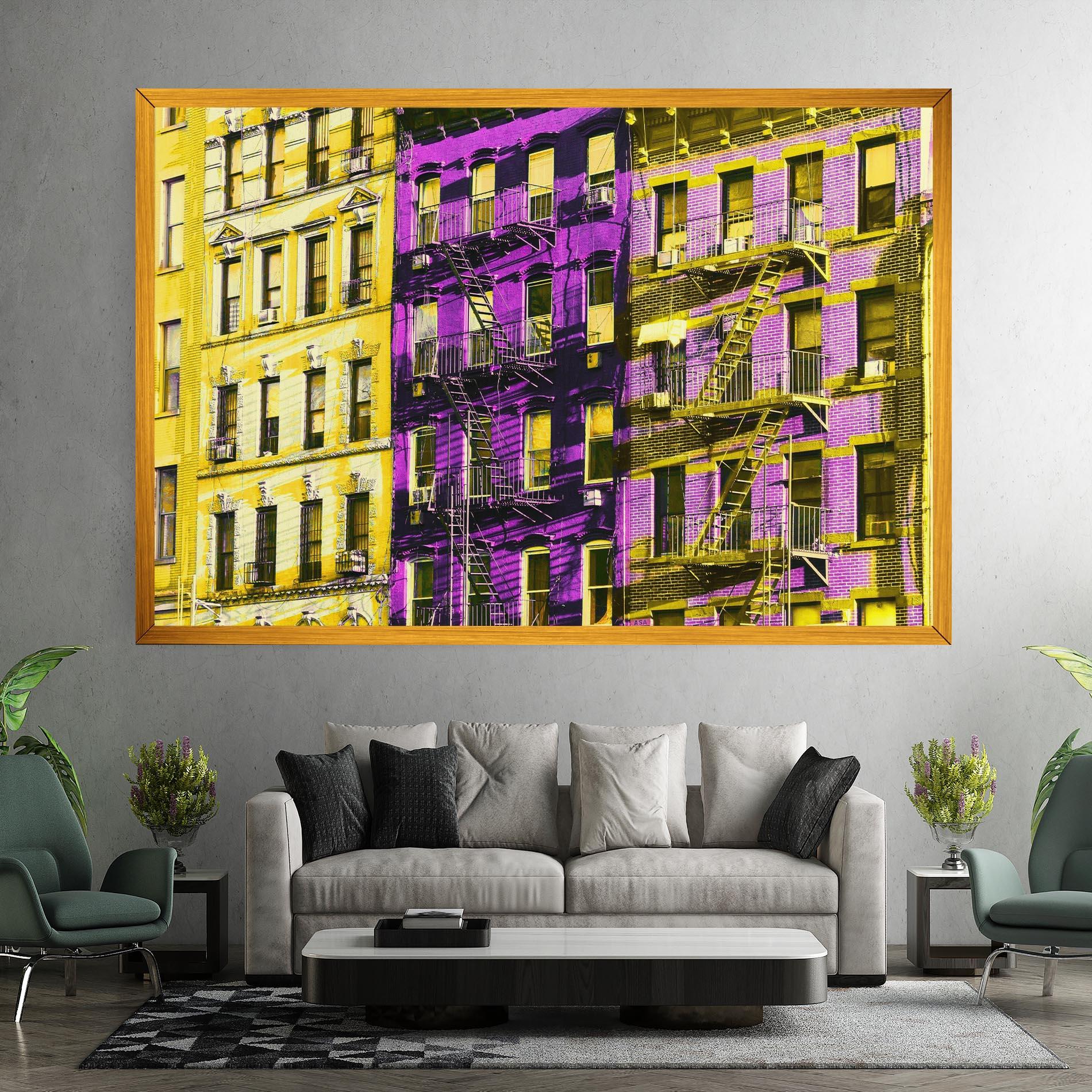 Tablou Canvas Yellow Purple Building mockup 7