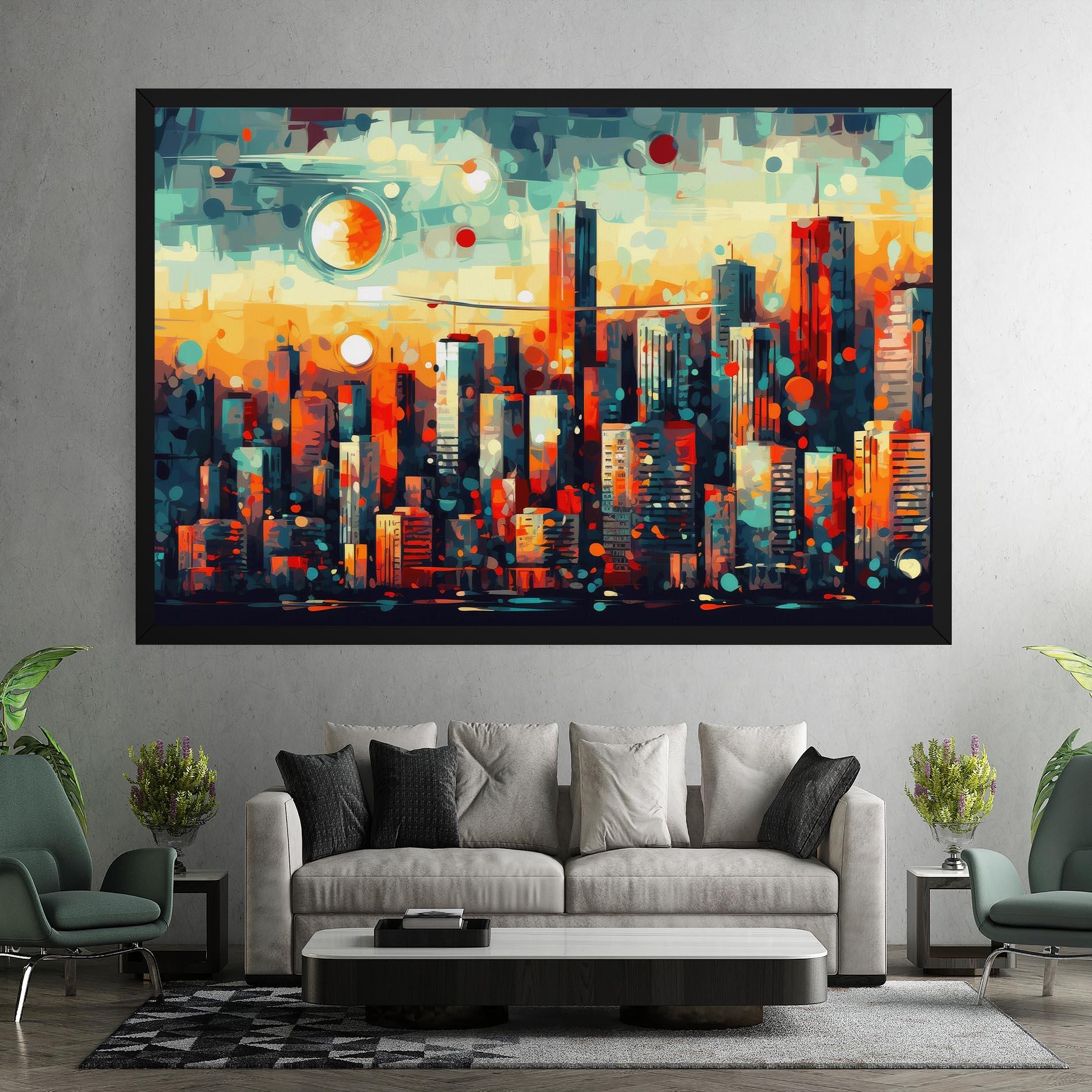 Tablou Canvas Colorful City Painting mockup 7