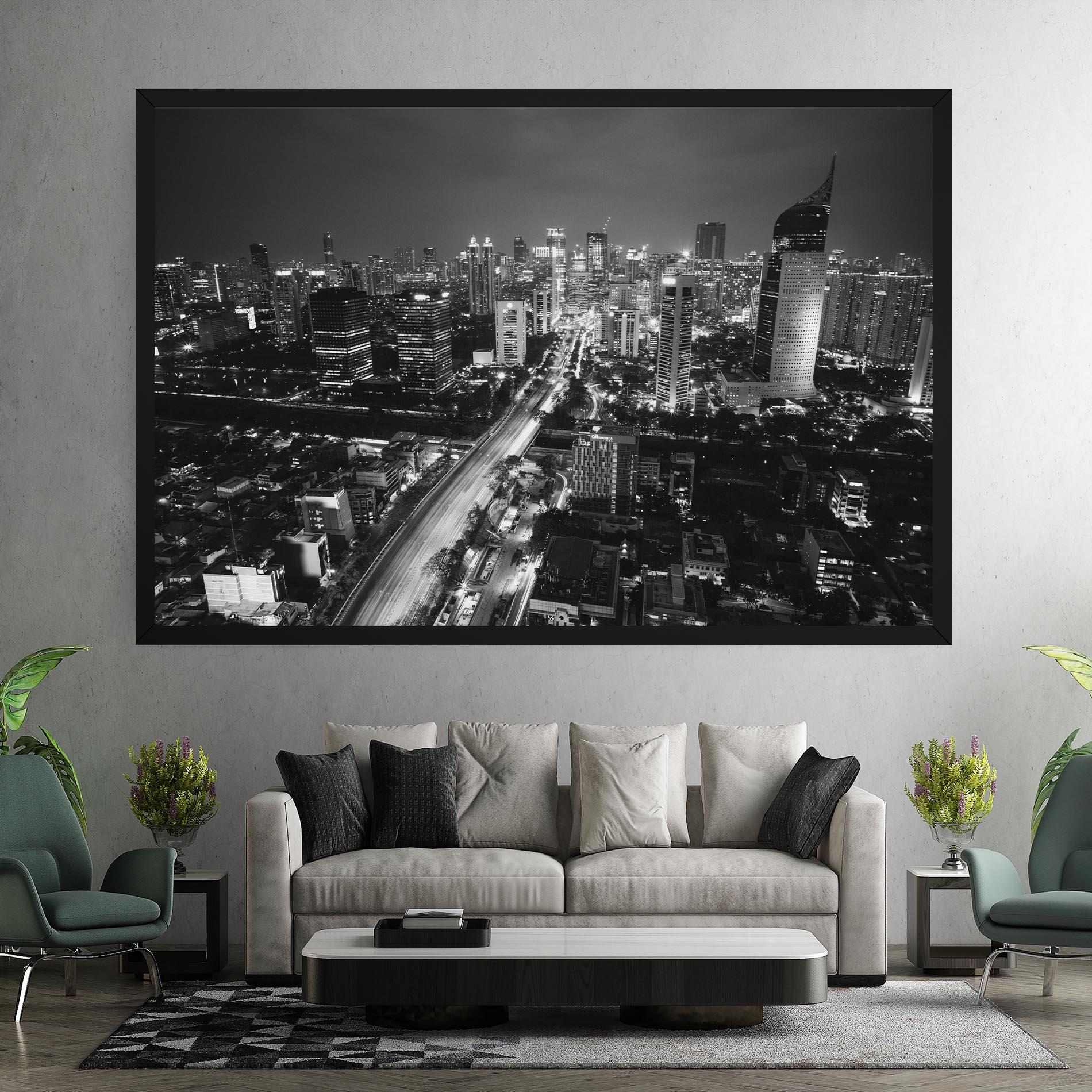 Tablou Canvas Grey Lights City mockup 7