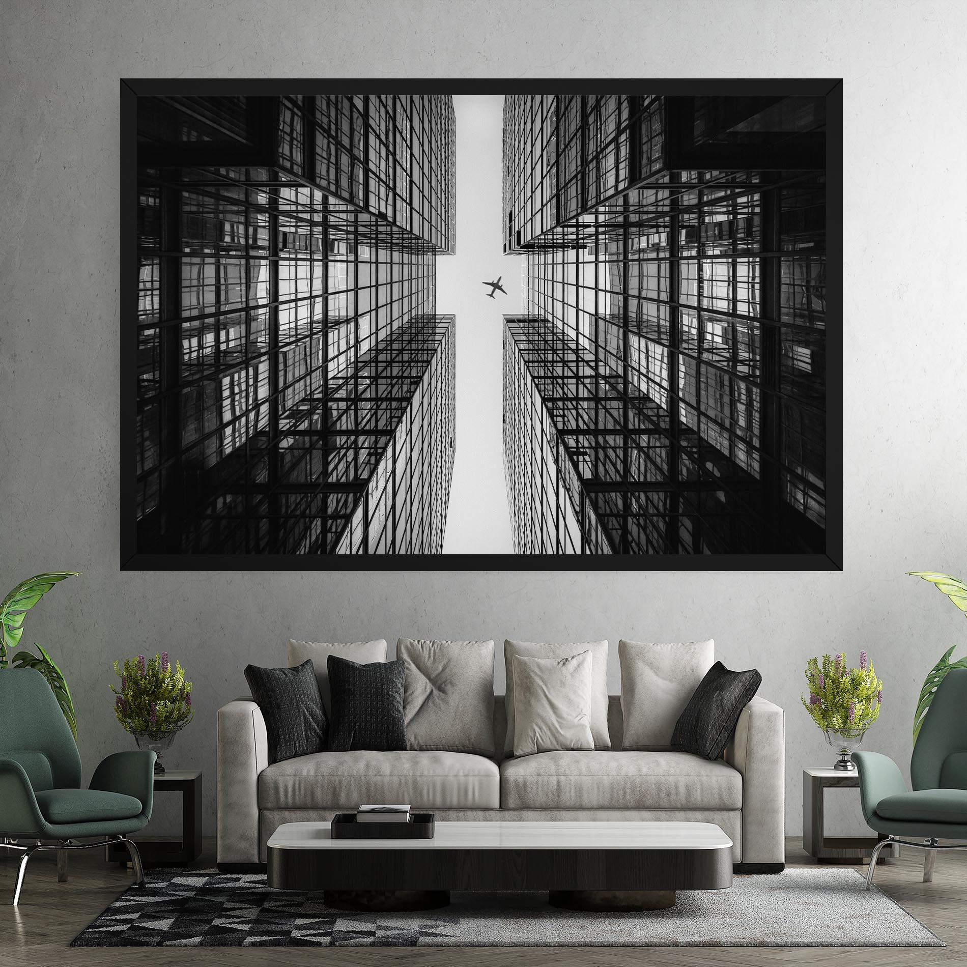 Tablou Canvas Plane Grey Building mockup 7