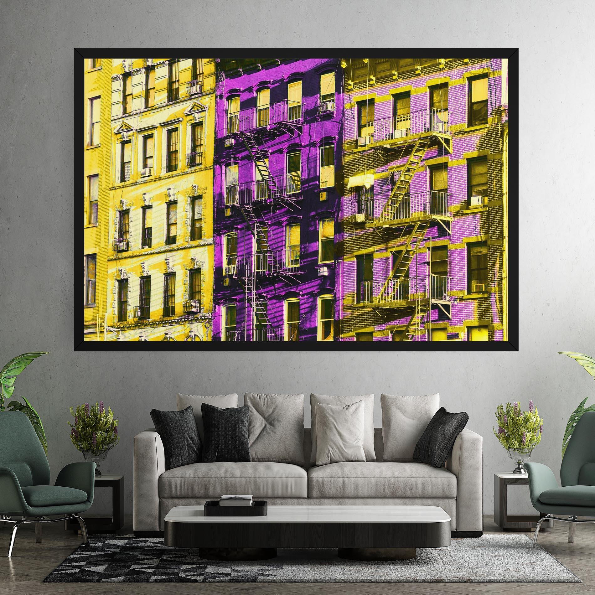 Tablou Canvas Yellow Purple Building mockup 7