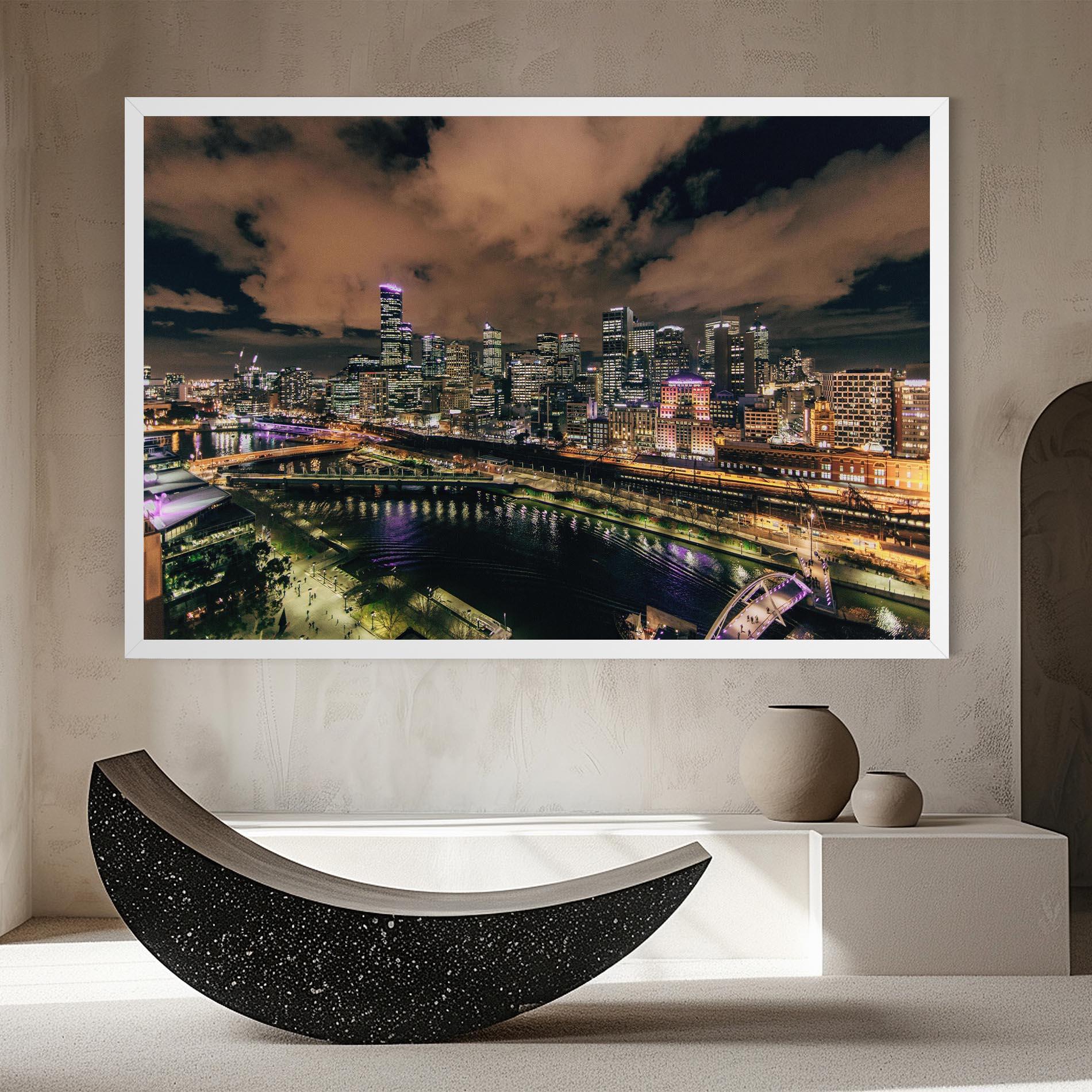 Tablou Canvas Green Purple City mockup 8