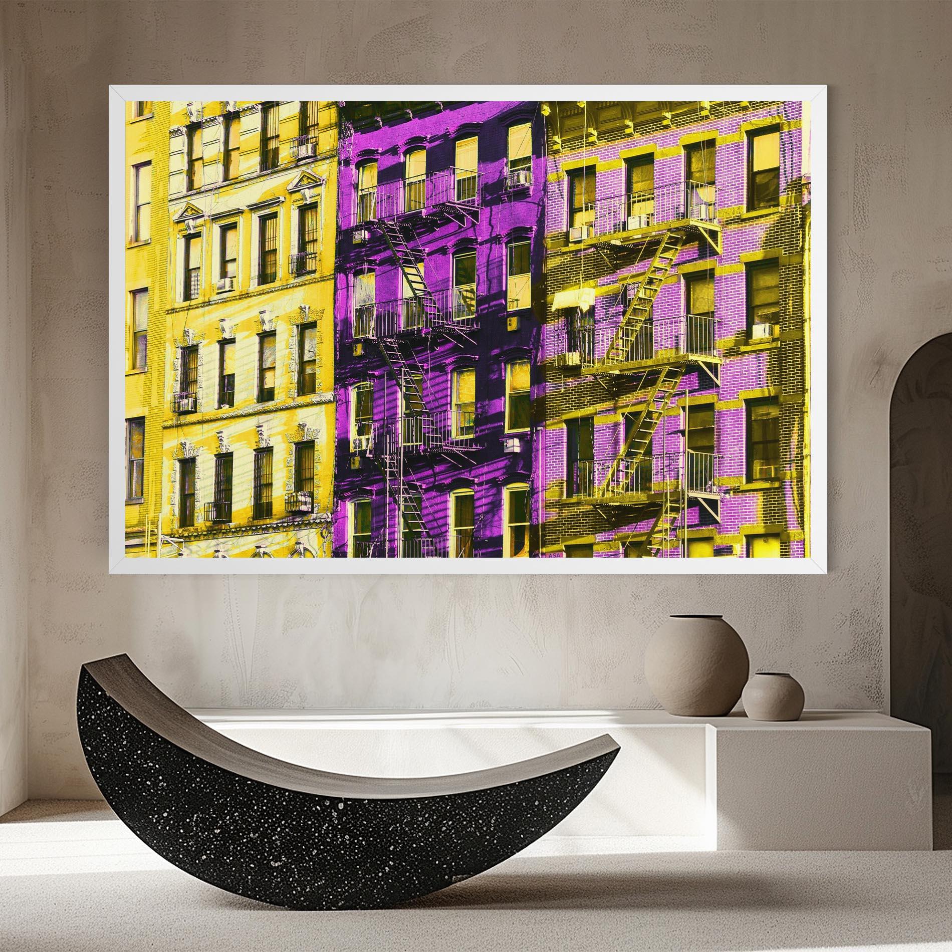 Tablou Canvas Yellow Purple Building mockup 8