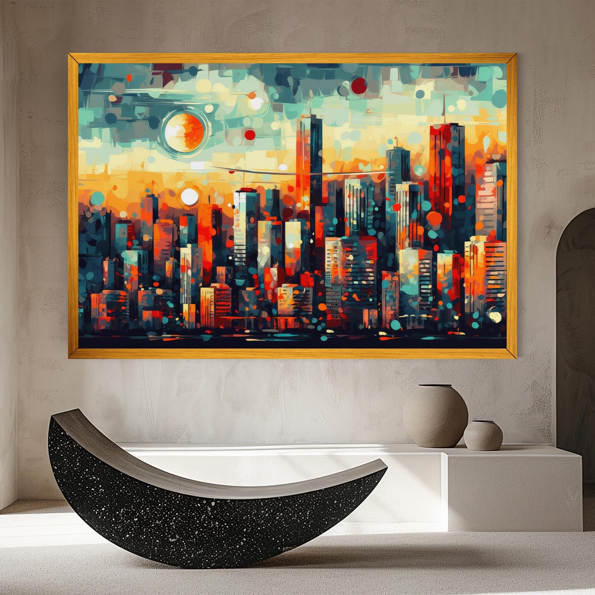 Tablou Canvas Colorful City Painting mockup 8