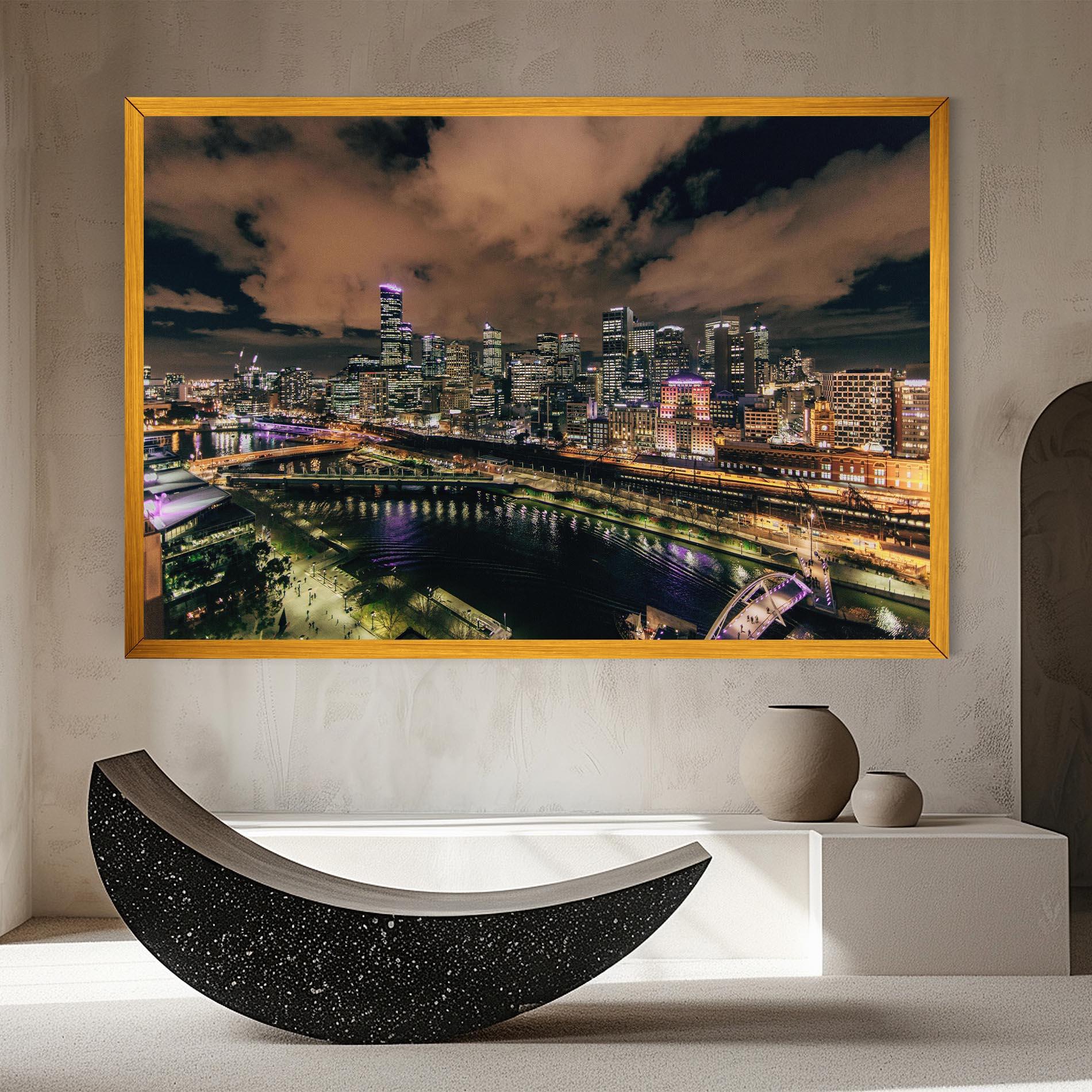 Tablou Canvas Green Purple City mockup 8