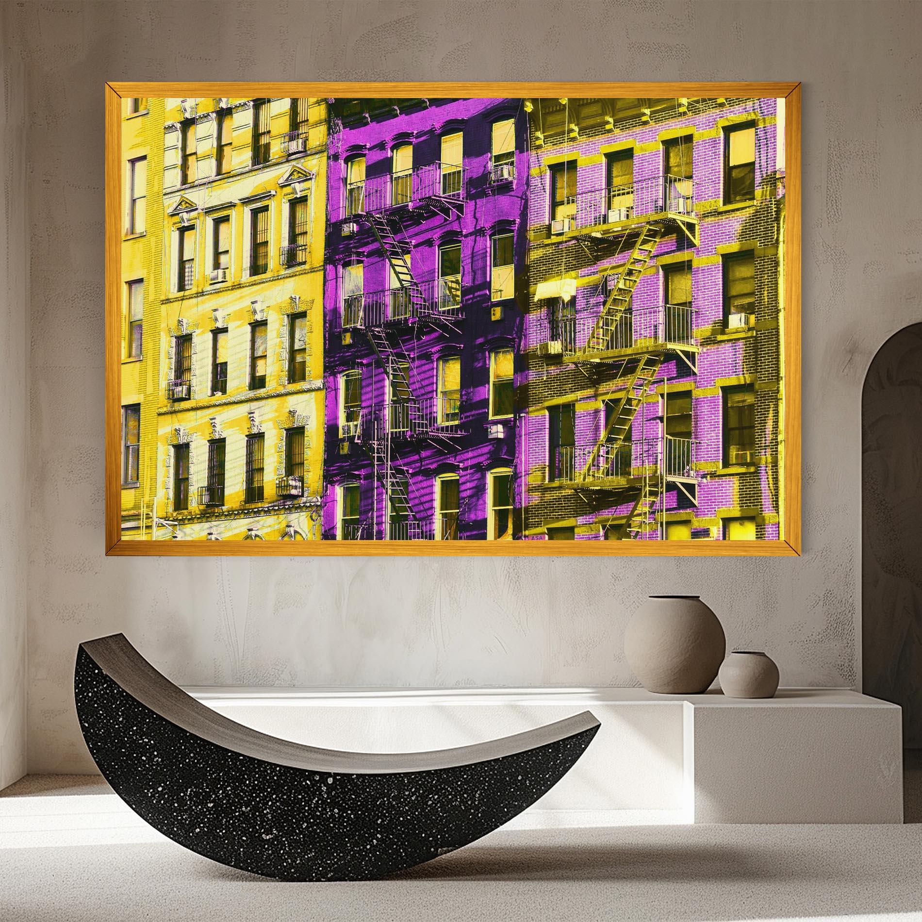Tablou Canvas Yellow Purple Building mockup 8