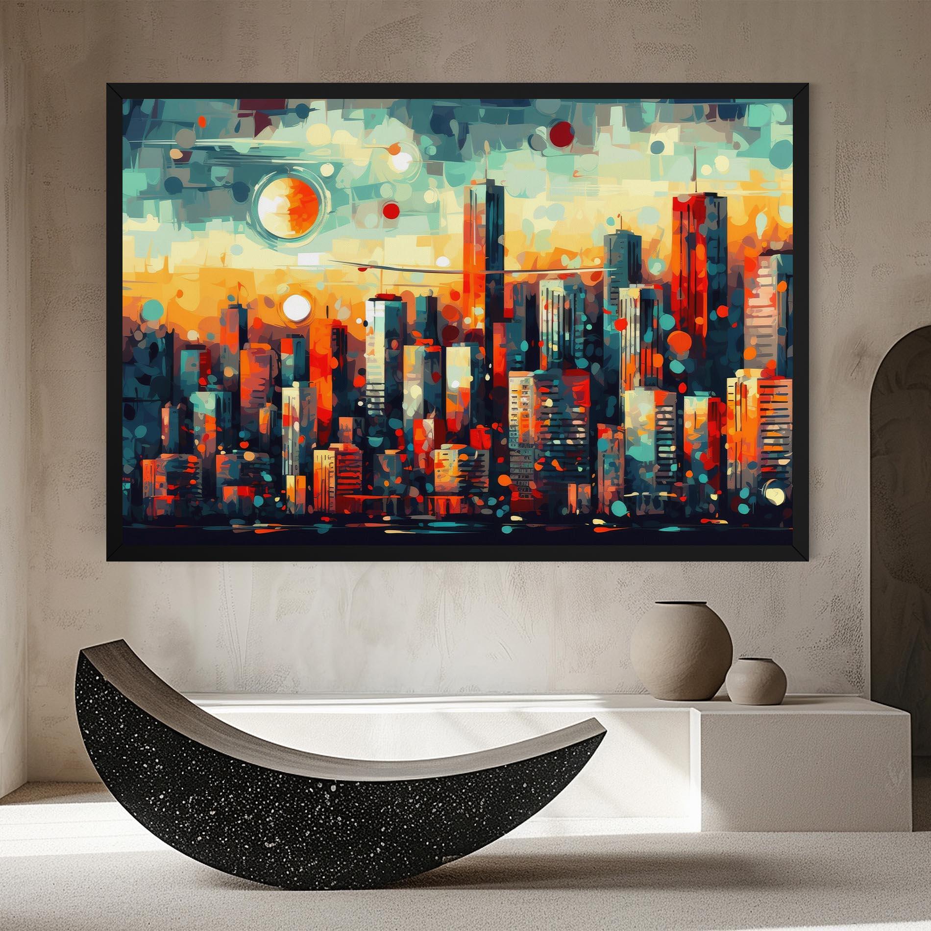 Tablou Canvas Colorful City Painting mockup 8