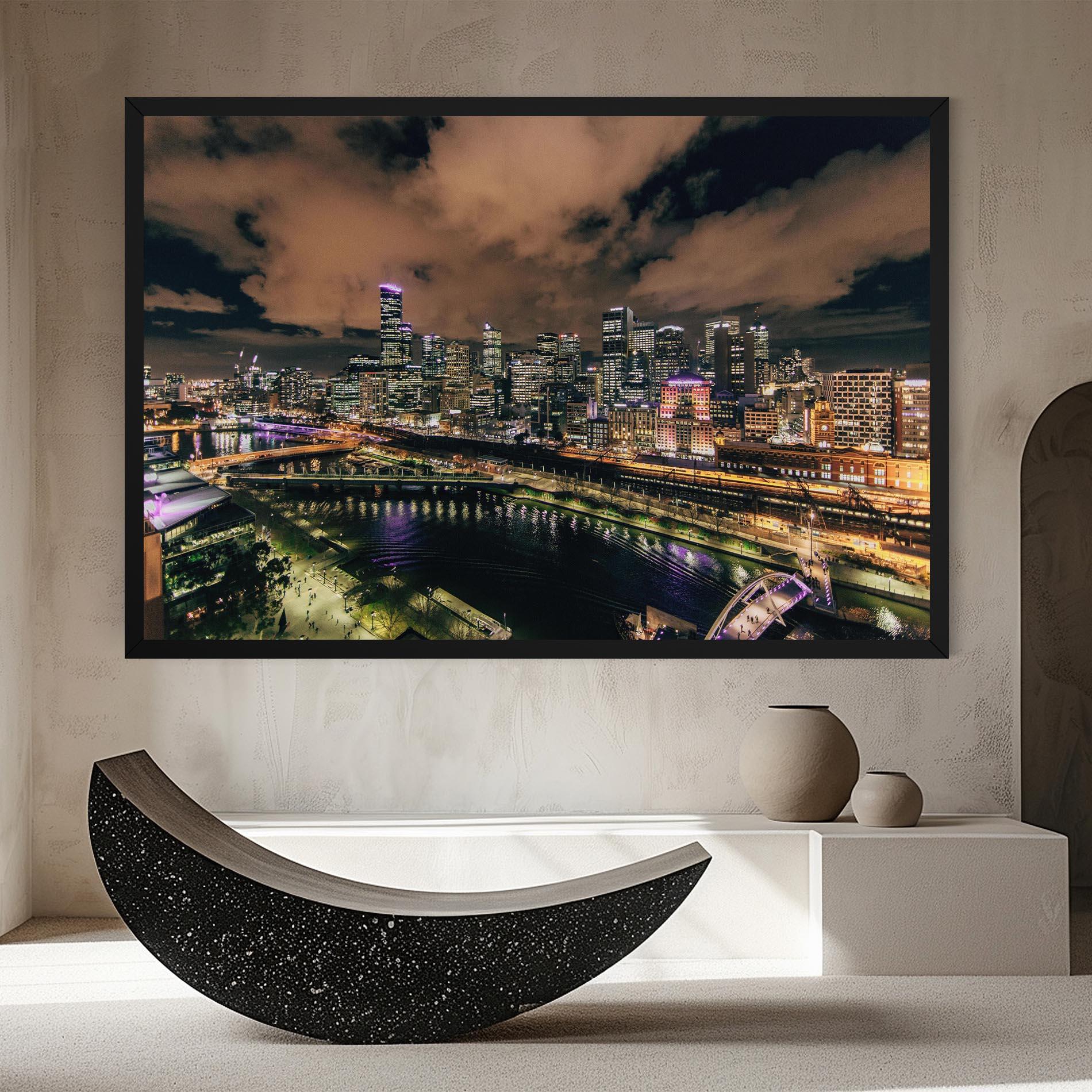 Tablou Canvas Green Purple City mockup 8