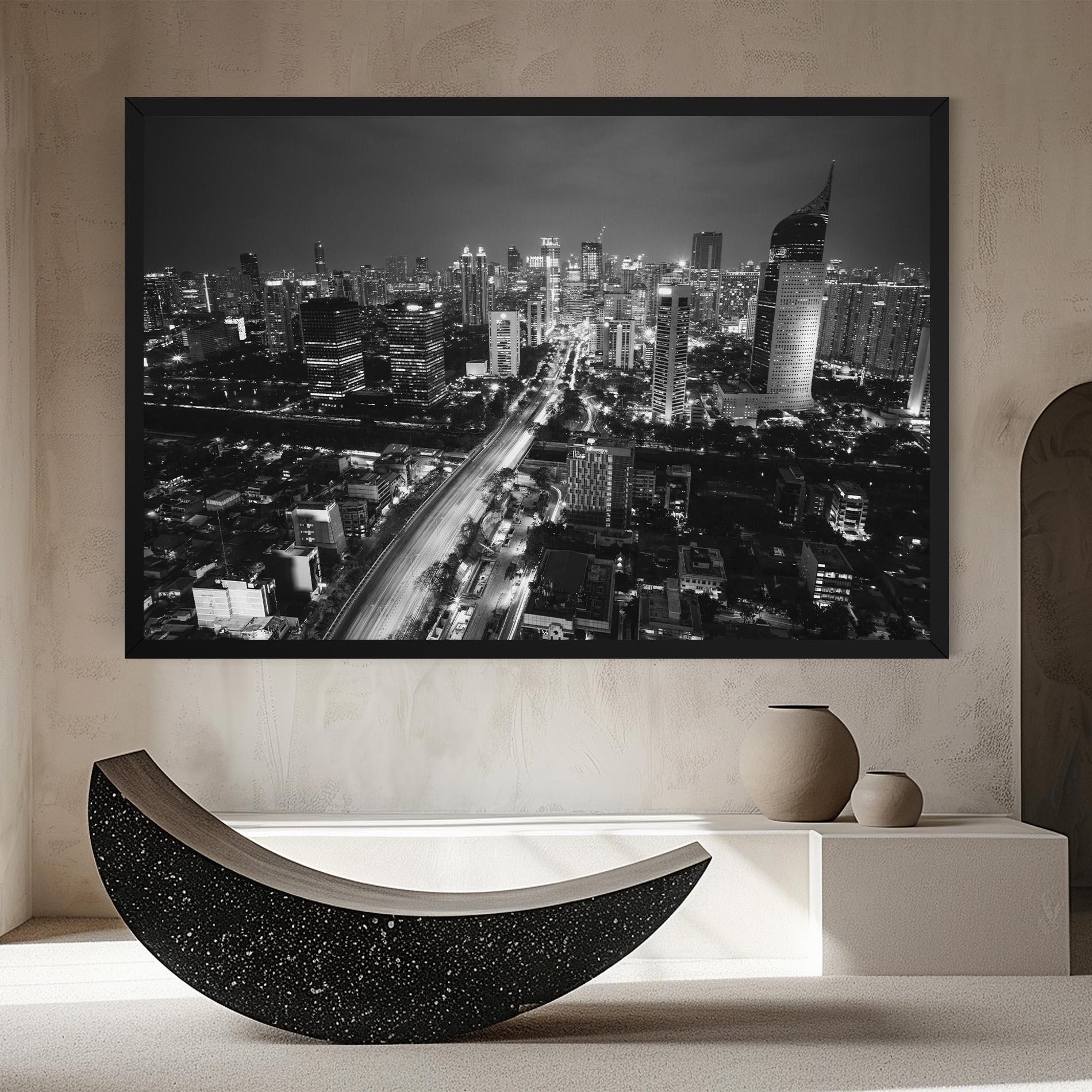 Tablou Canvas Grey Lights City mockup 8