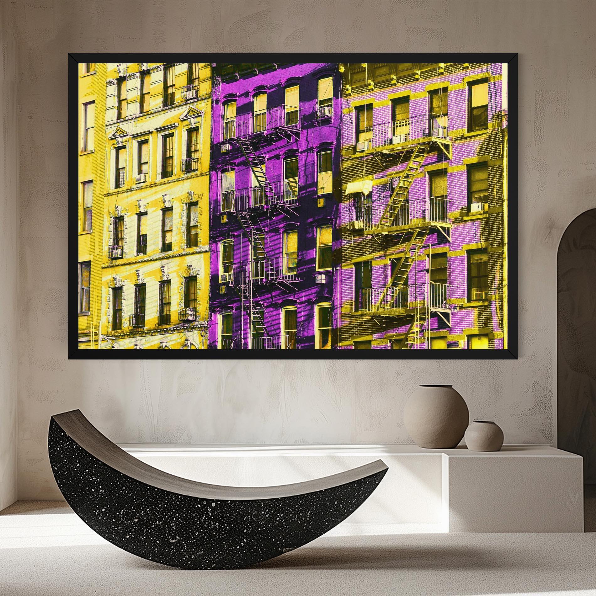 Tablou Canvas Yellow Purple Building mockup 8