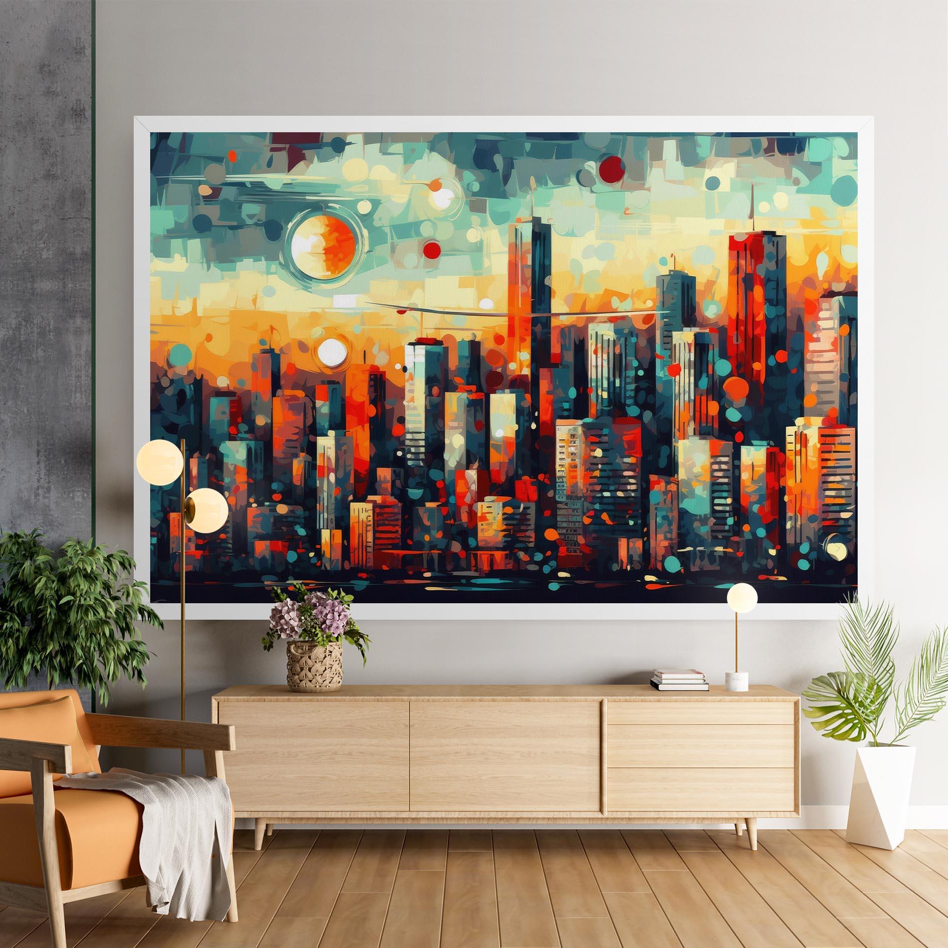 Tablou Canvas Colorful City Painting mockup 9