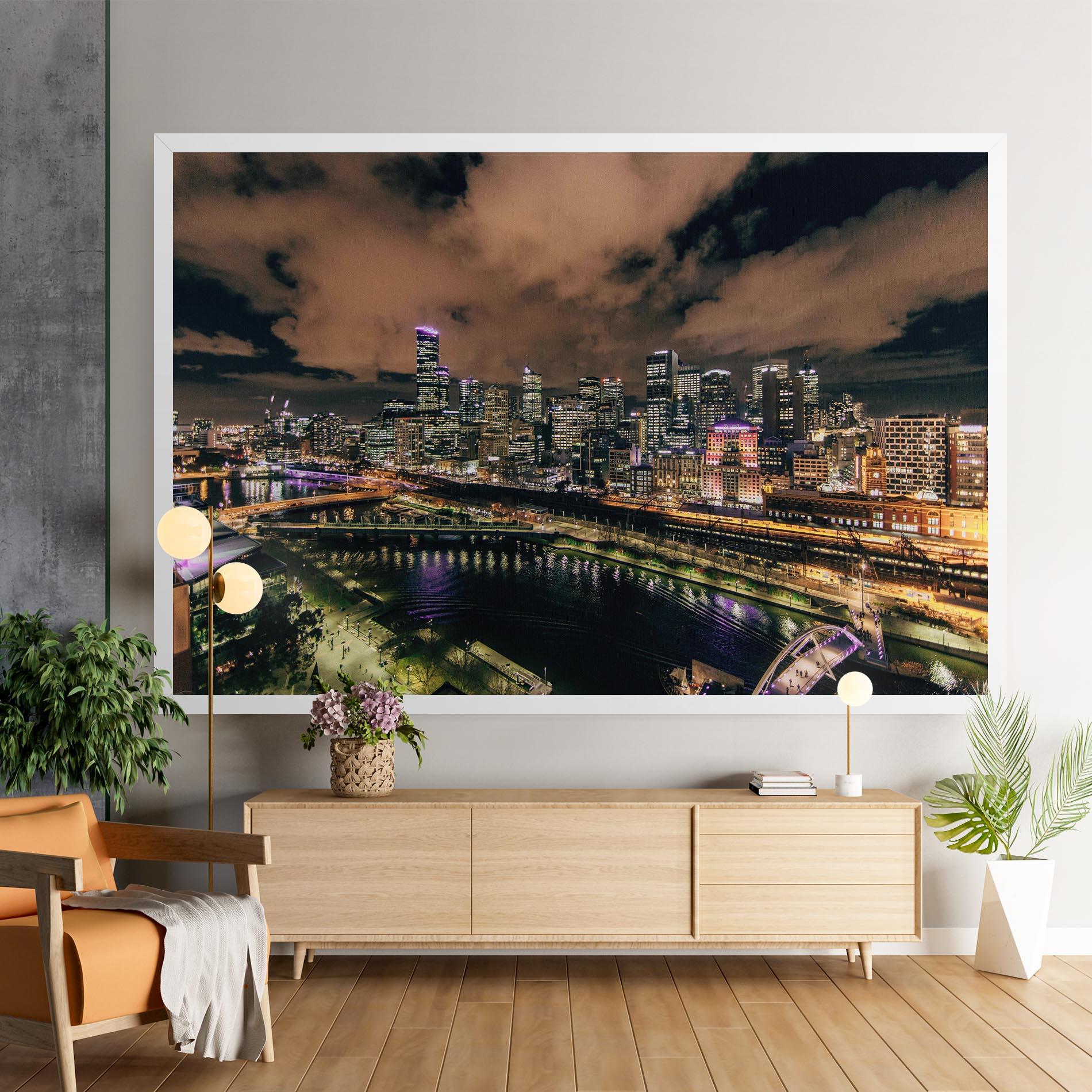 Tablou Canvas Green Purple City mockup 9