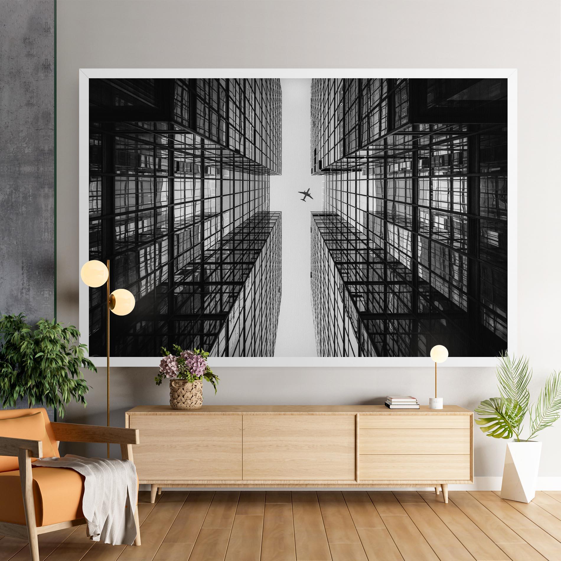 Tablou Canvas Plane Grey Building mockup 9