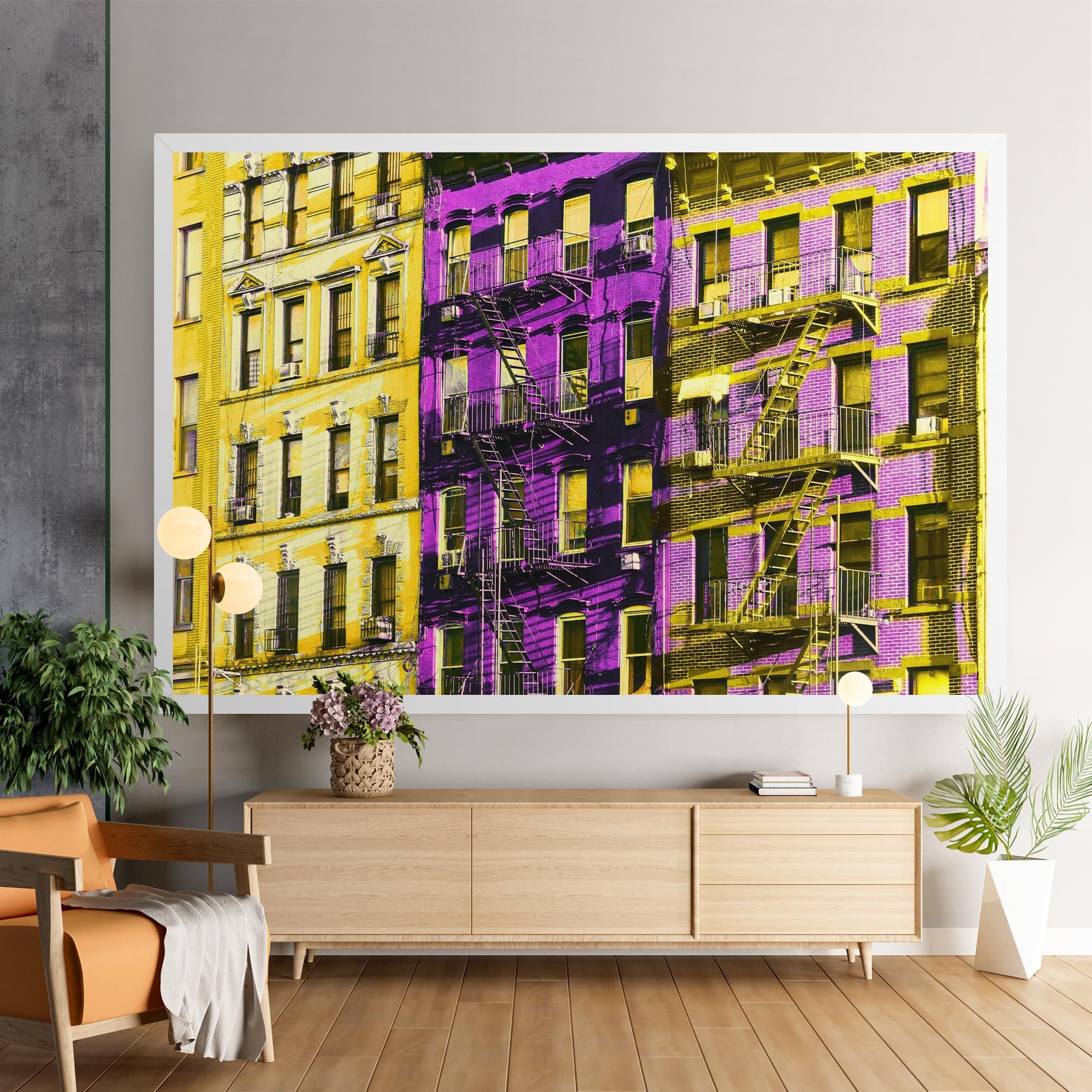Tablou Canvas Yellow Purple Building mockup 9
