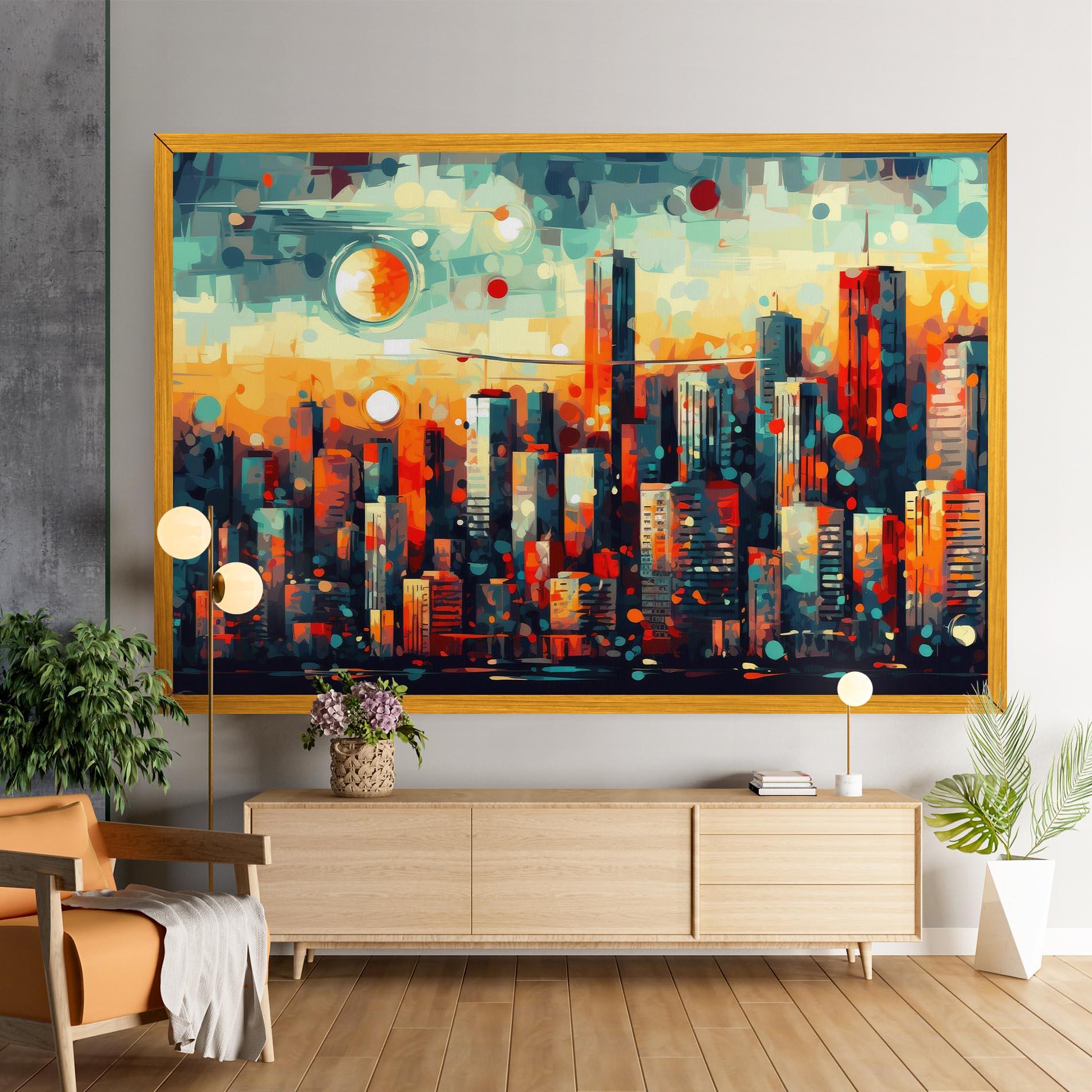 Tablou Canvas Colorful City Painting mockup 9
