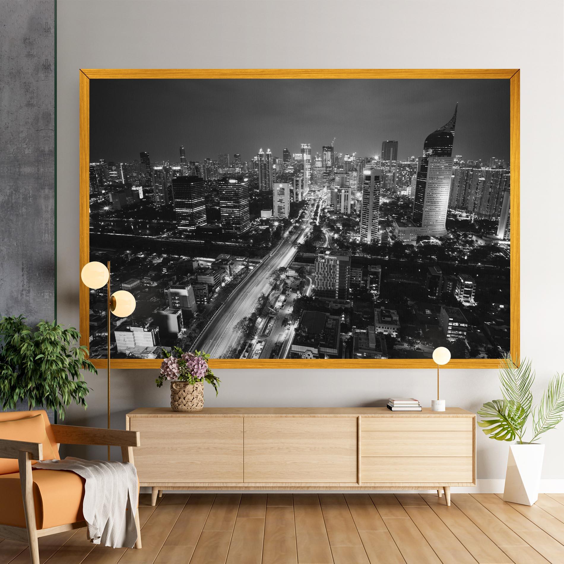 Tablou Canvas Grey Lights City mockup 9