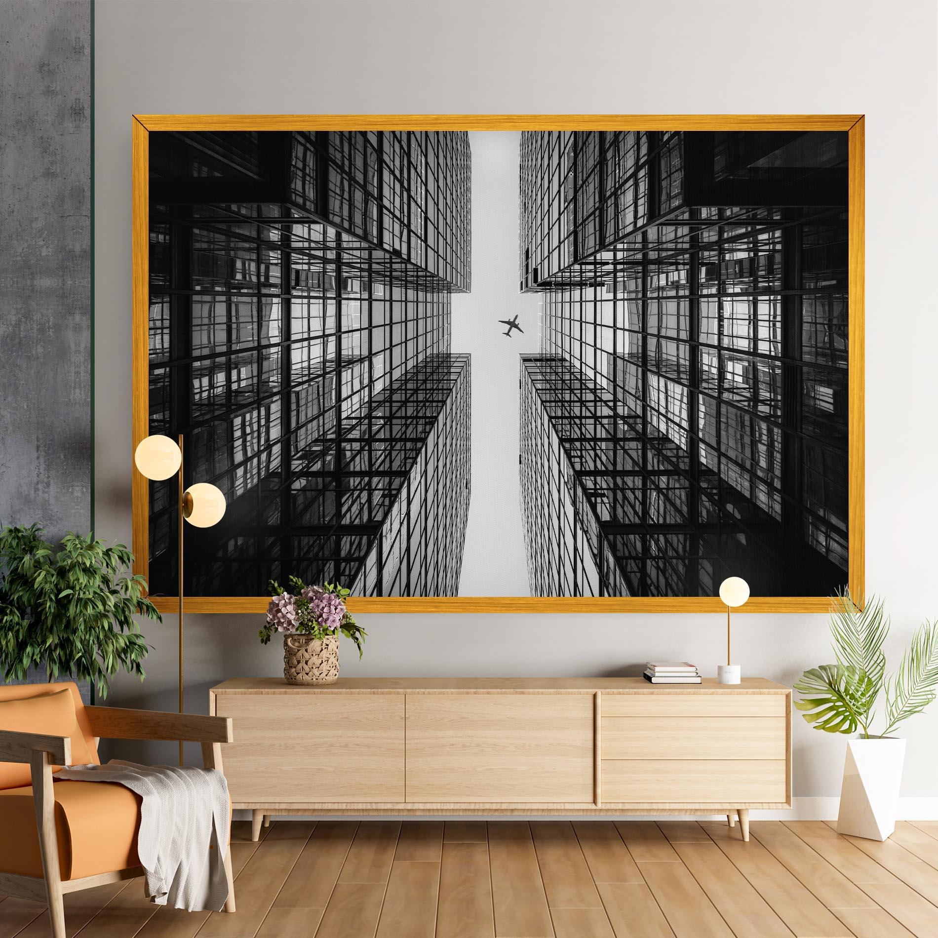 Tablou Canvas Plane Grey Building mockup 9
