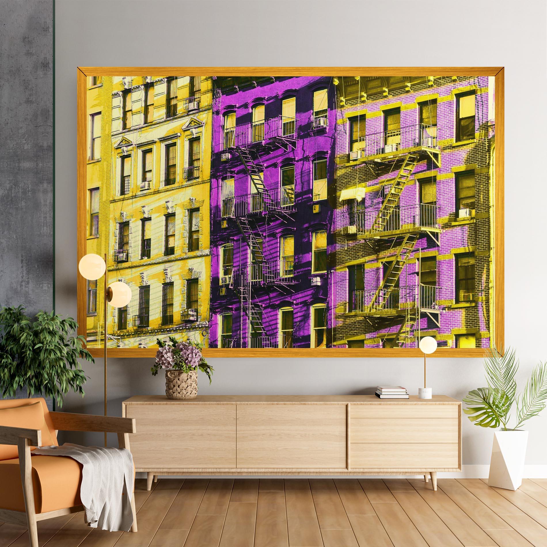 Tablou Canvas Yellow Purple Building mockup 9