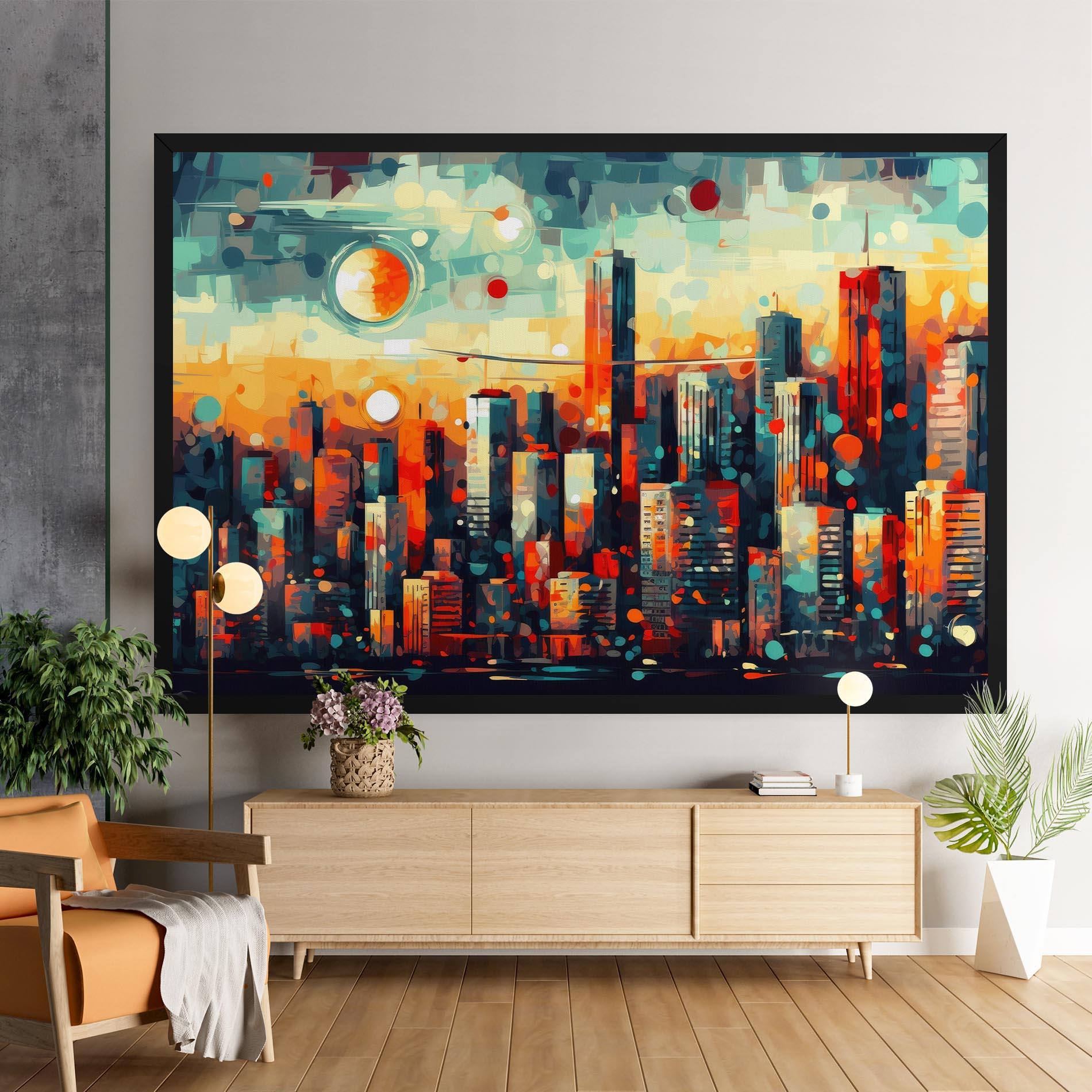 Tablou Canvas Colorful City Painting mockup 9