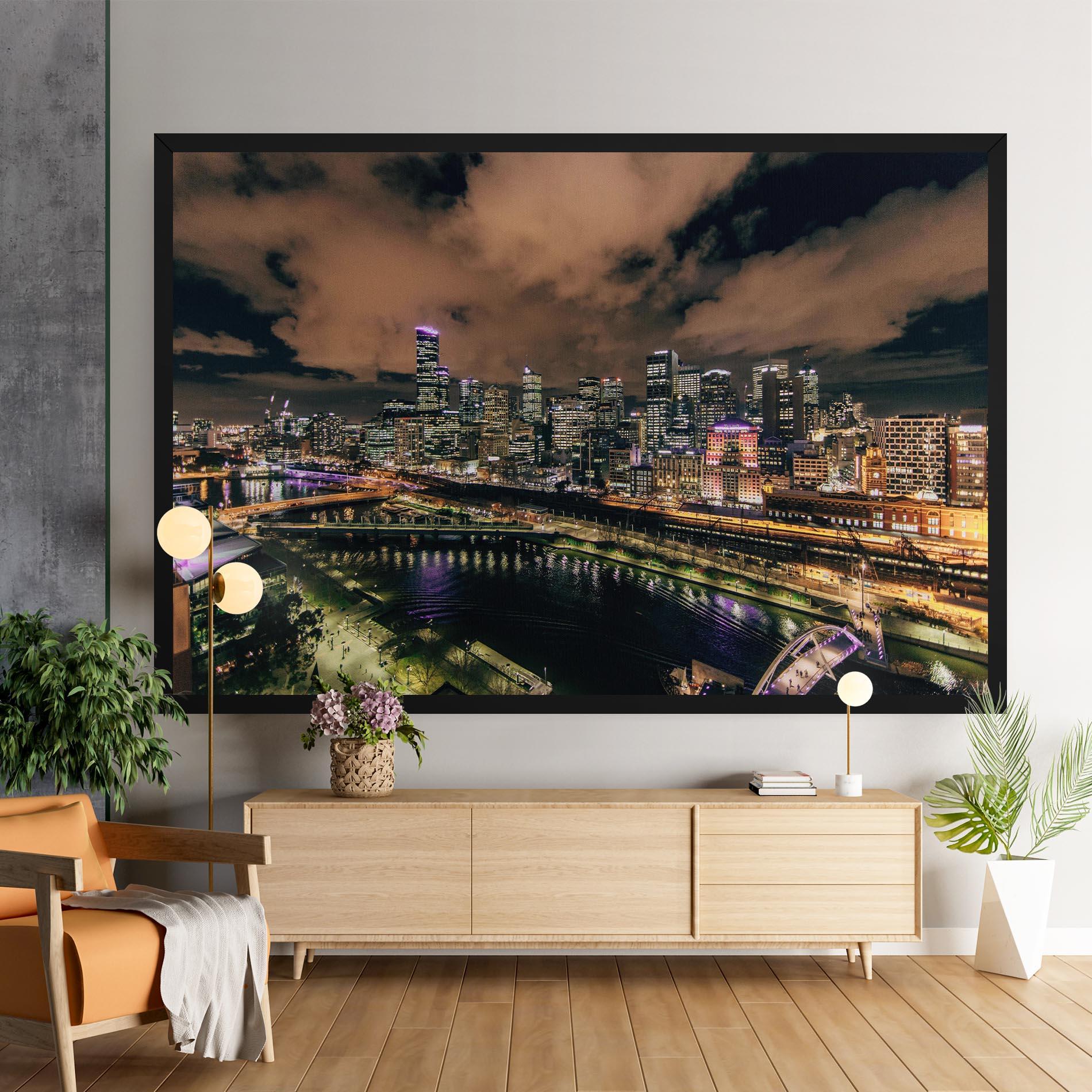 Tablou Canvas Green Purple City mockup 9