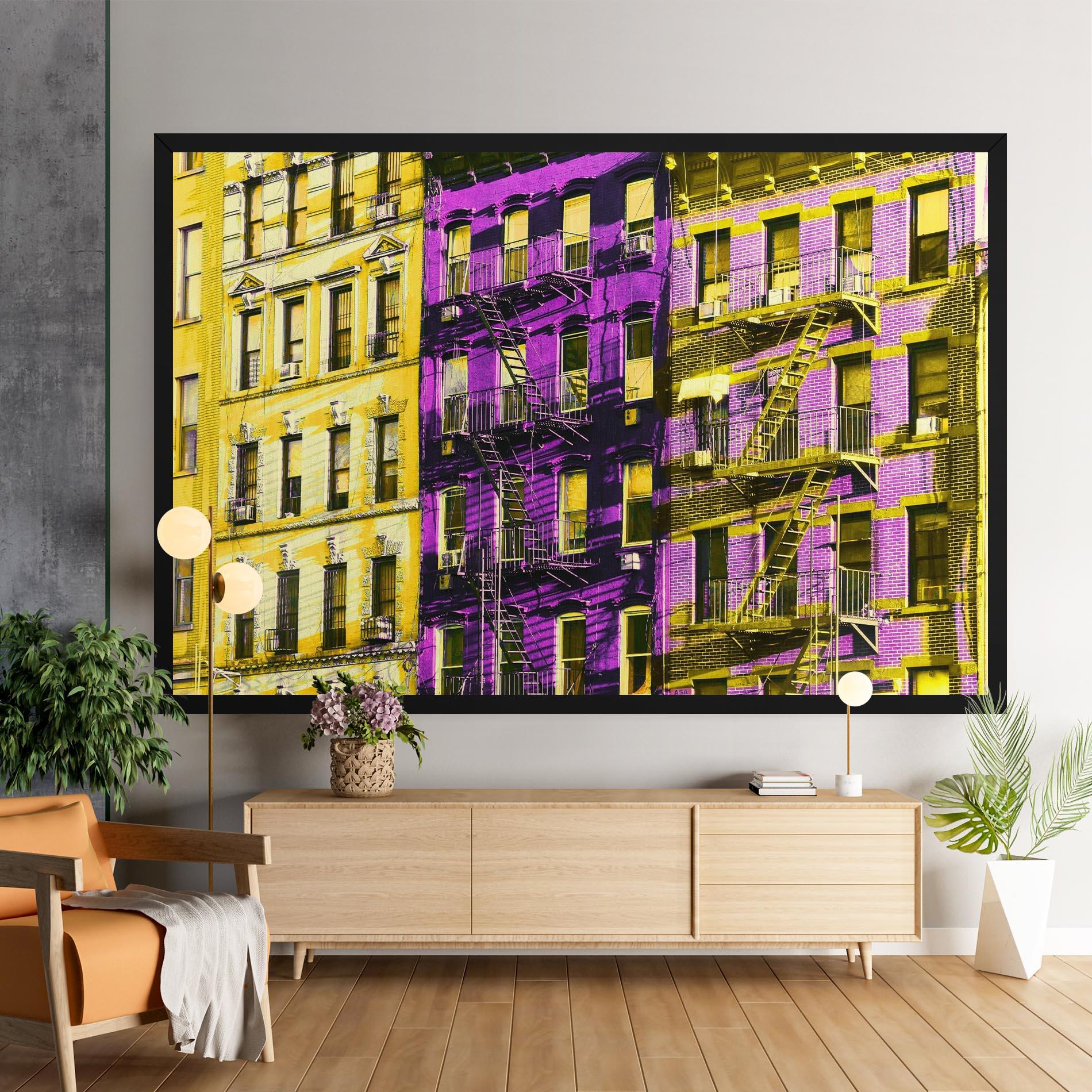 Tablou Canvas Yellow Purple Building mockup 9