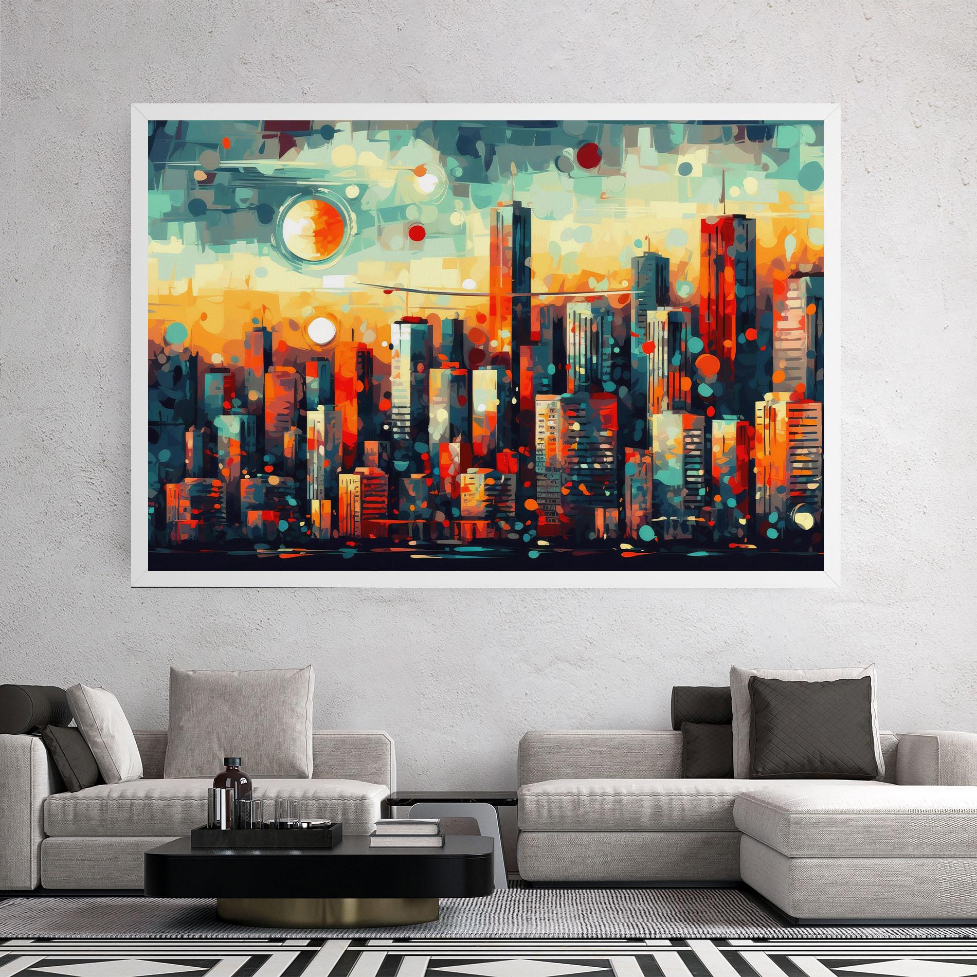 Tablou Canvas Colorful City Painting mockup 2