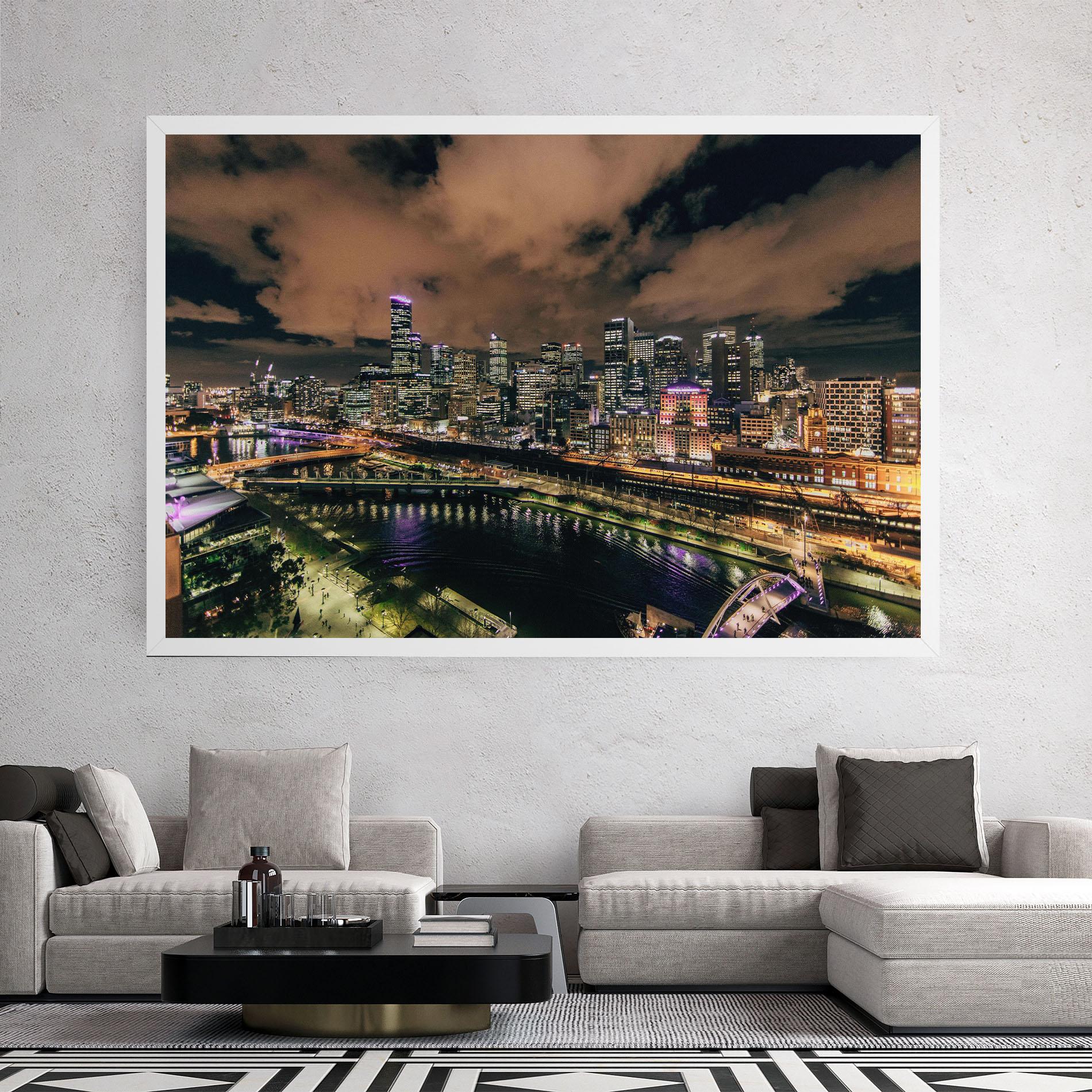 Tablou Canvas Green Purple City mockup 2
