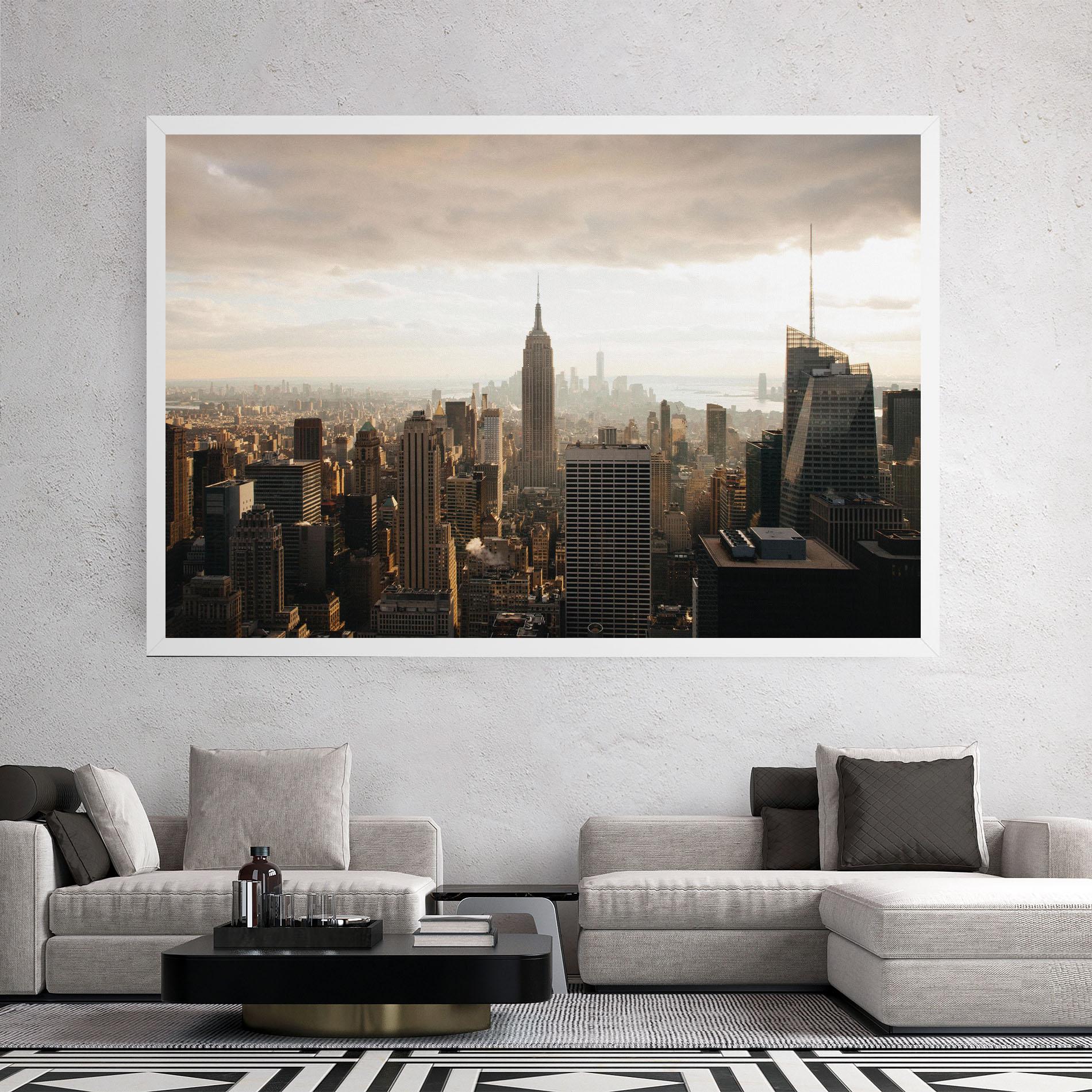 Tablou Canvas Grey Cloud Buildings mockup 2