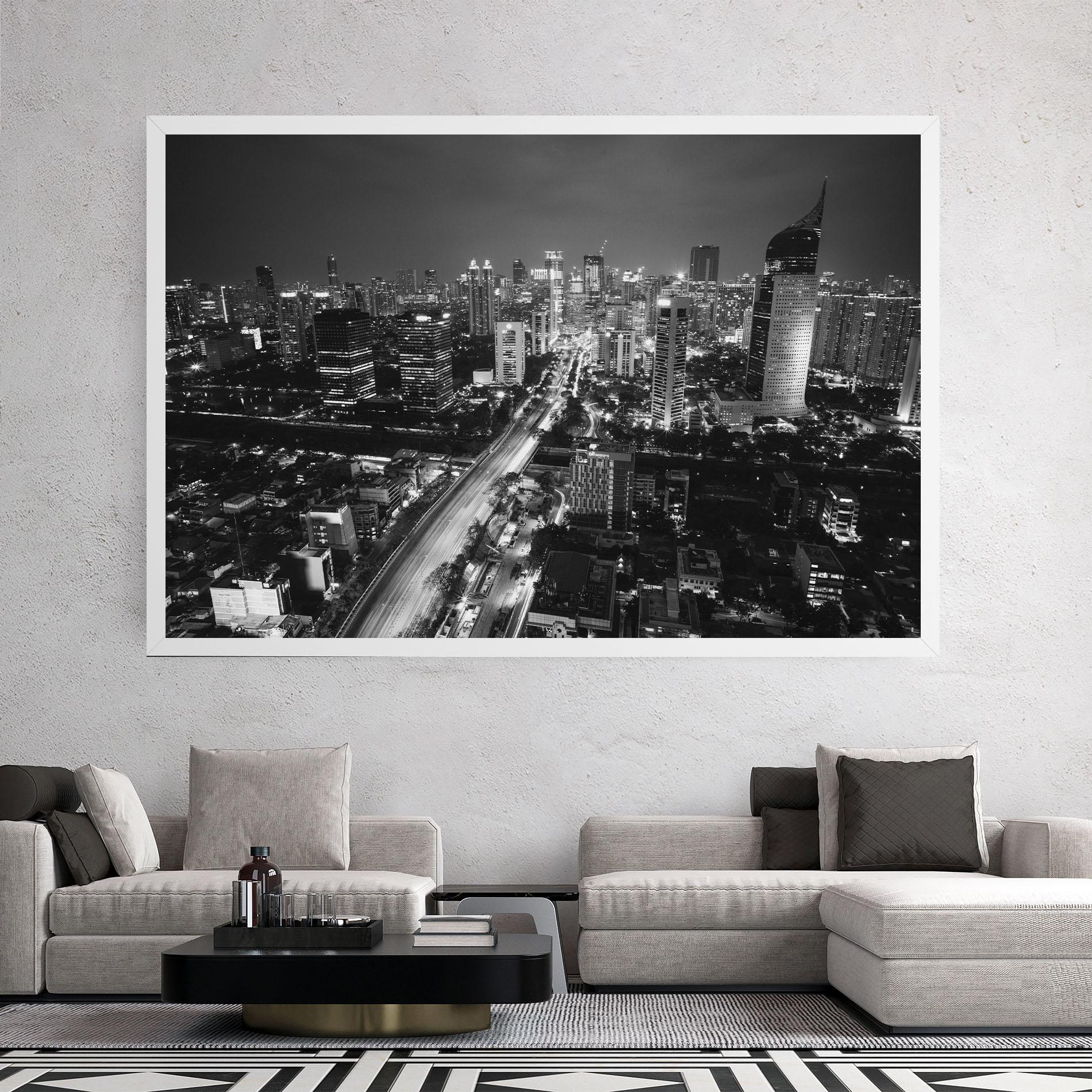 Tablou Canvas Grey Lights City mockup 2
