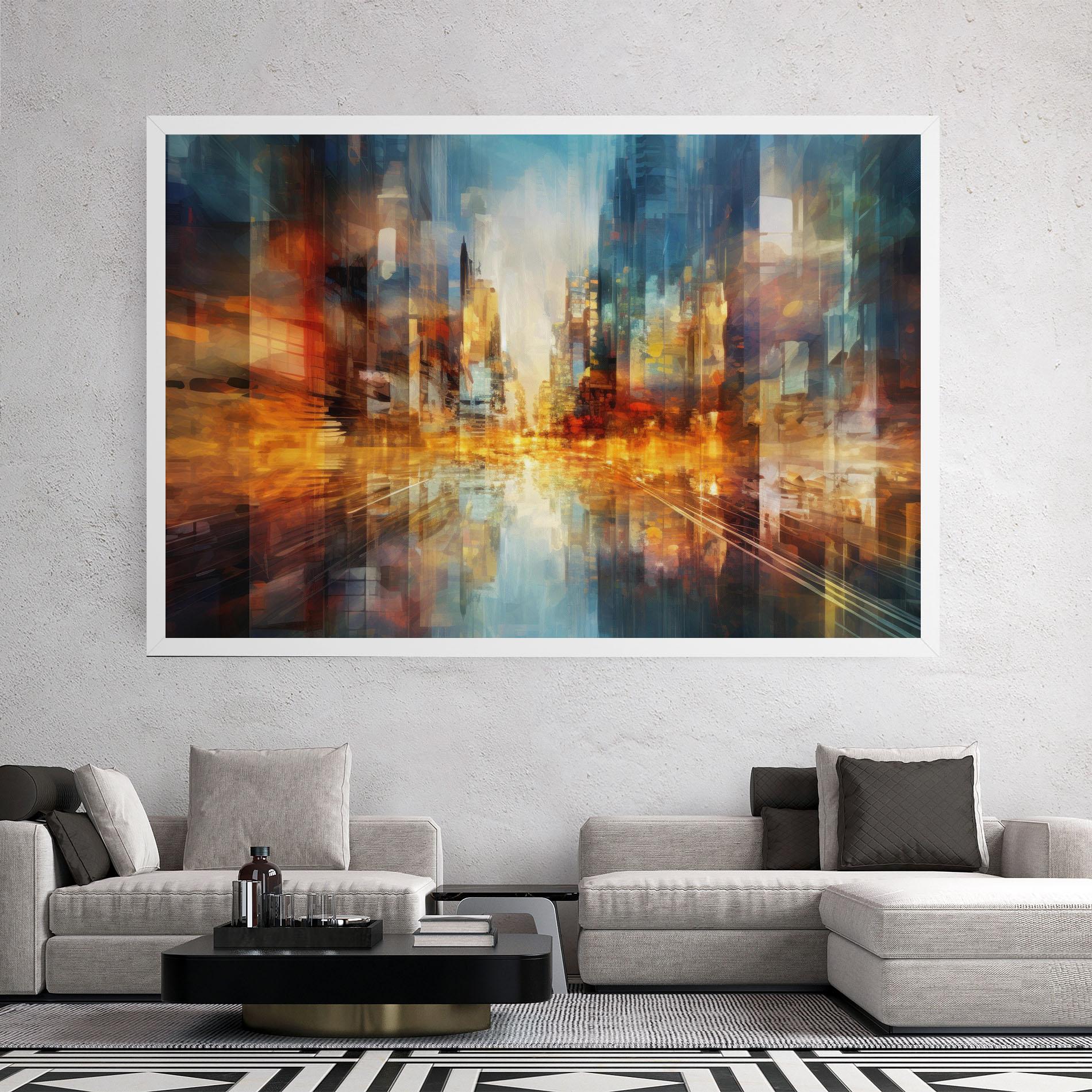 Tablou Canvas Orange Lights City mockup 2