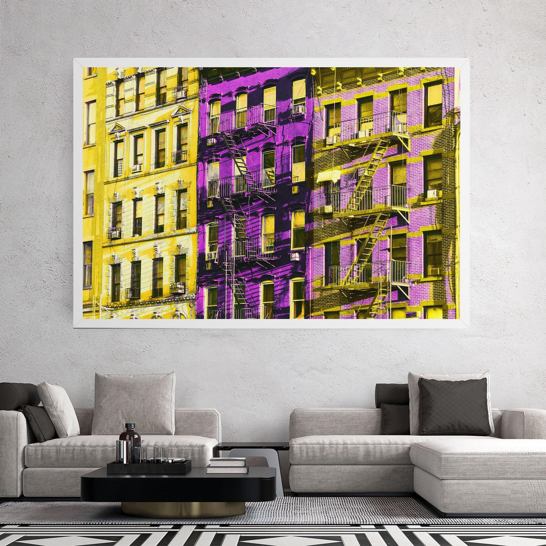 Tablou Canvas Yellow Purple Building mockup 2