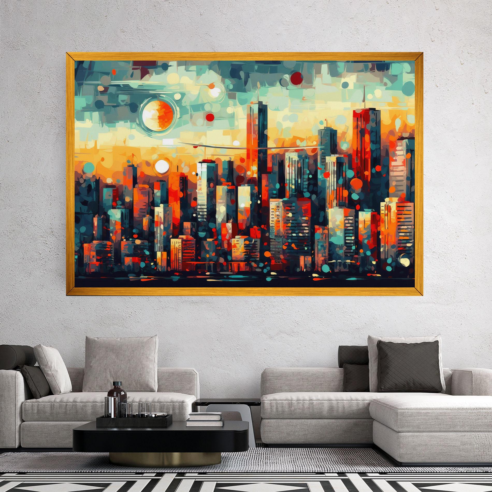 Tablou Canvas Colorful City Painting mockup 2