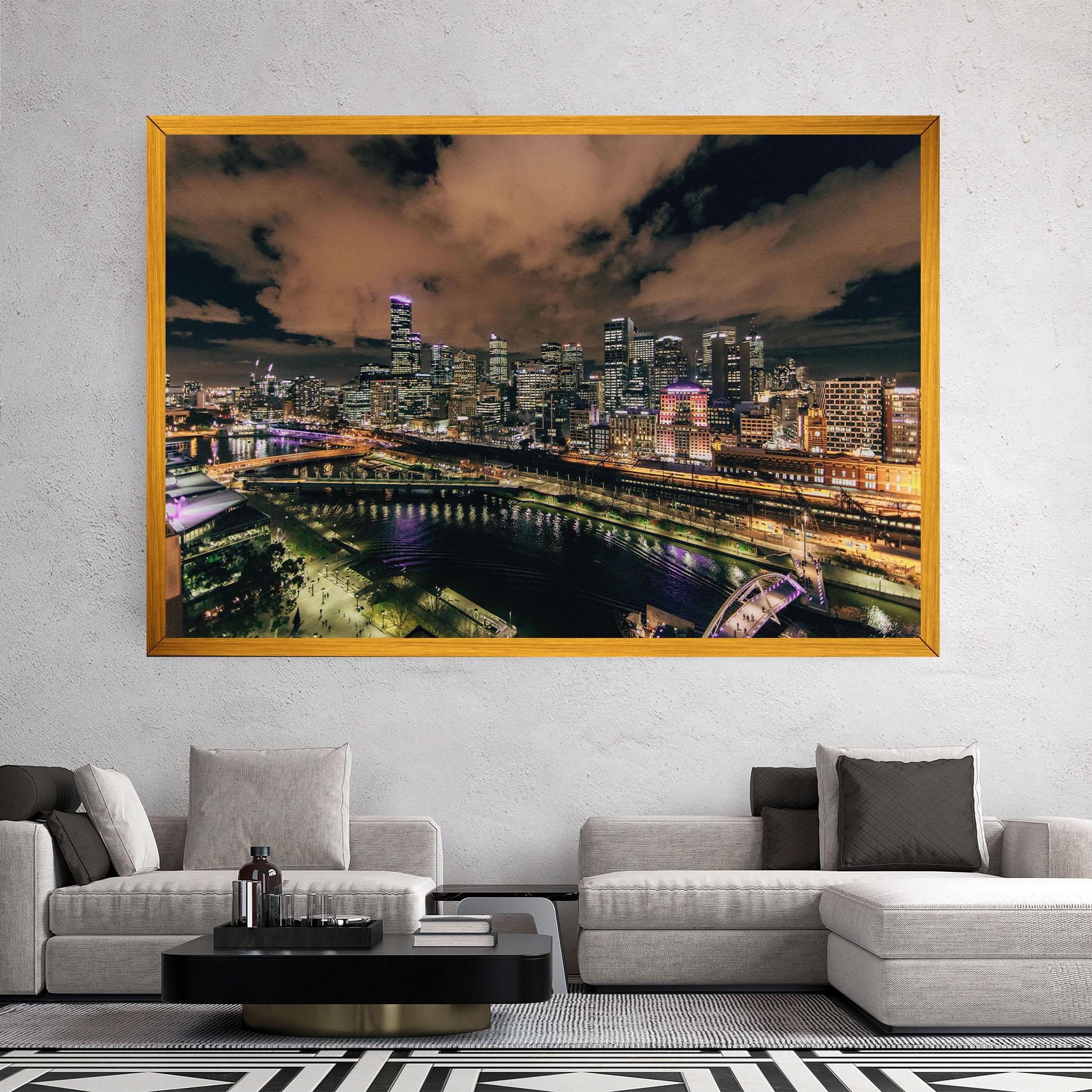 Tablou Canvas Green Purple City mockup 2