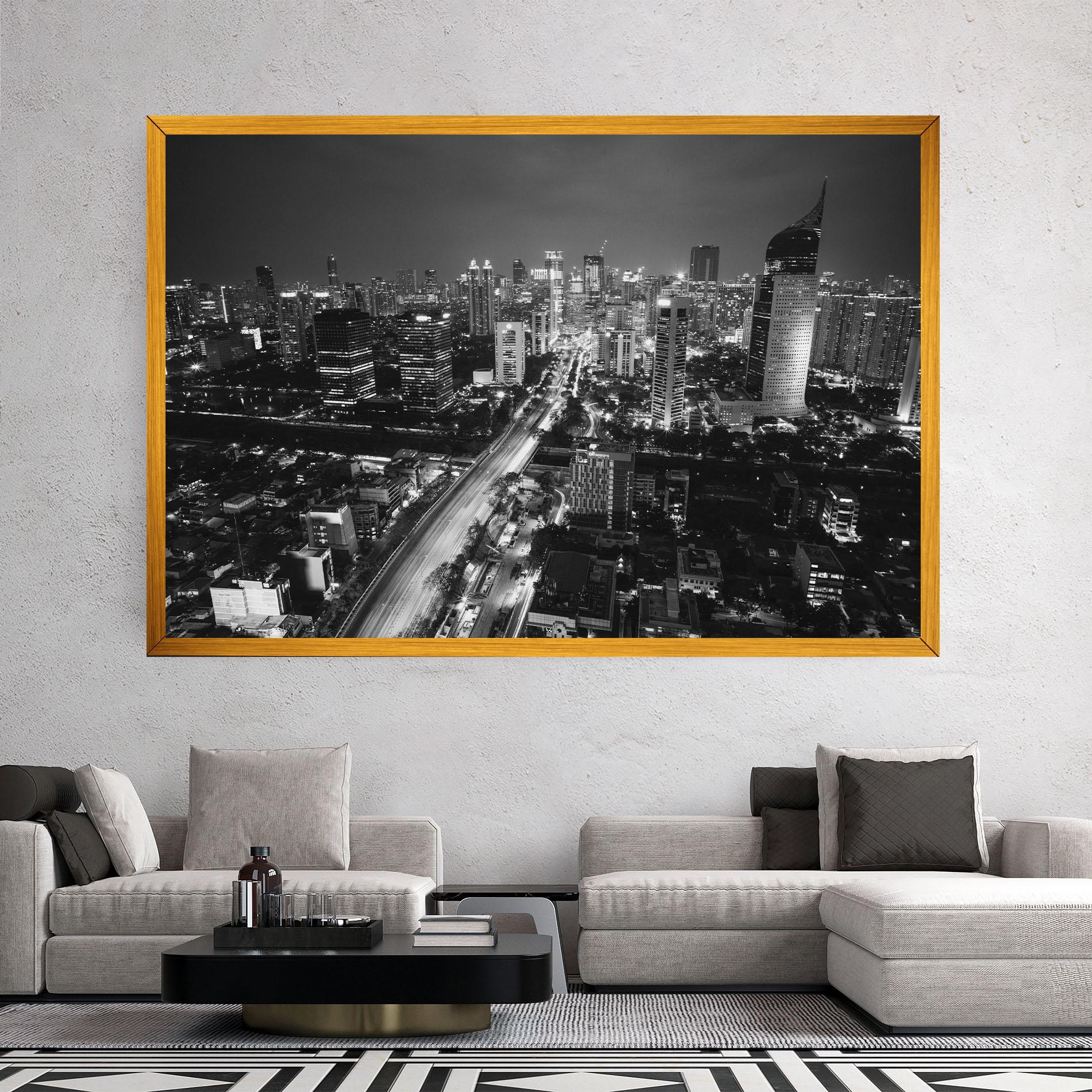 Tablou Canvas Grey Lights City mockup 2