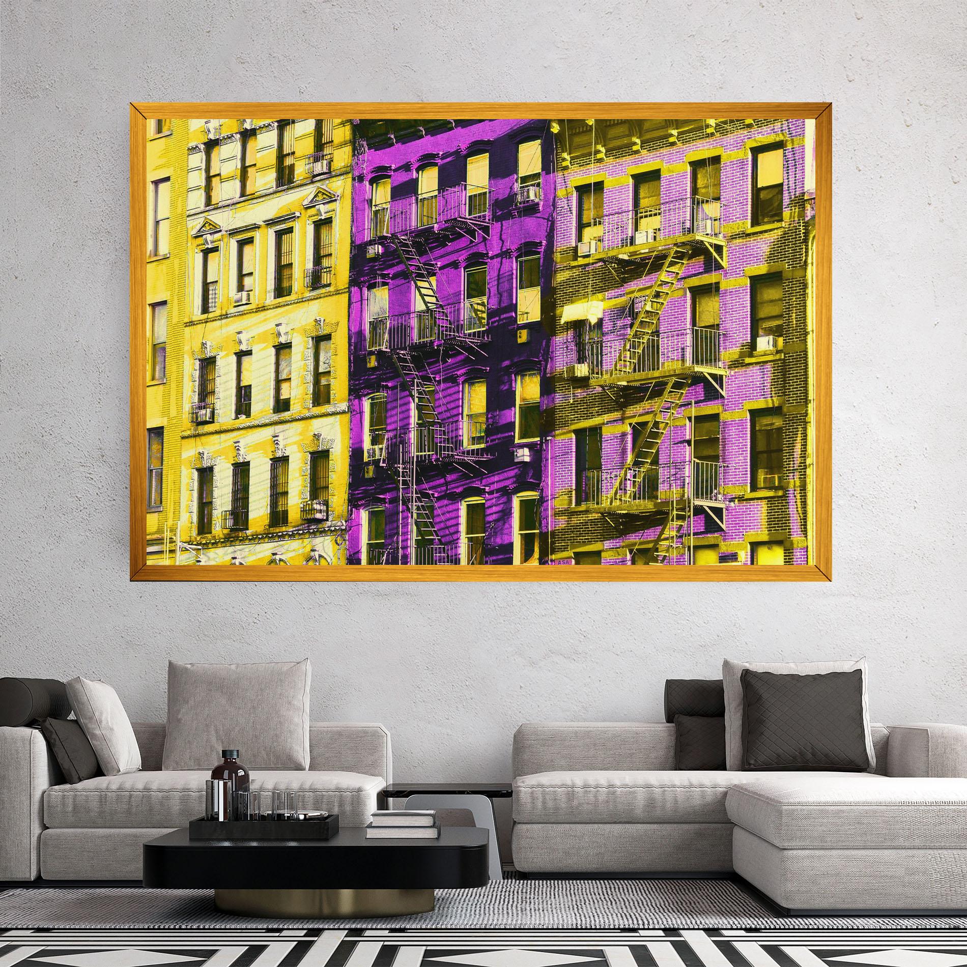 Tablou Canvas Yellow Purple Building mockup 2