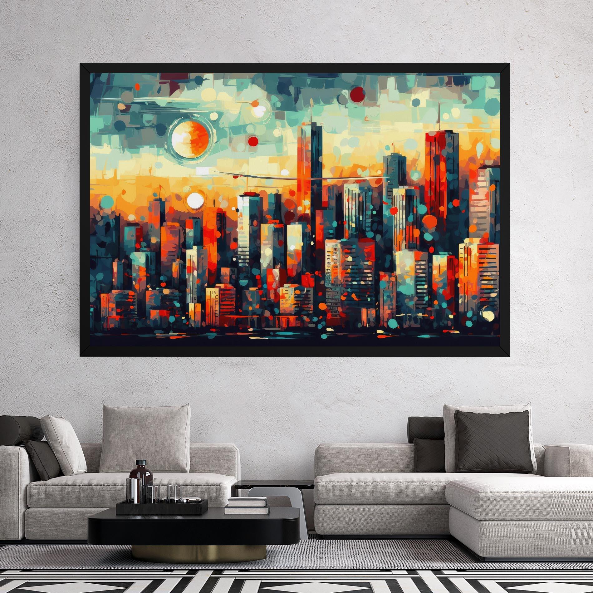 Tablou Canvas Colorful City Painting mockup 2