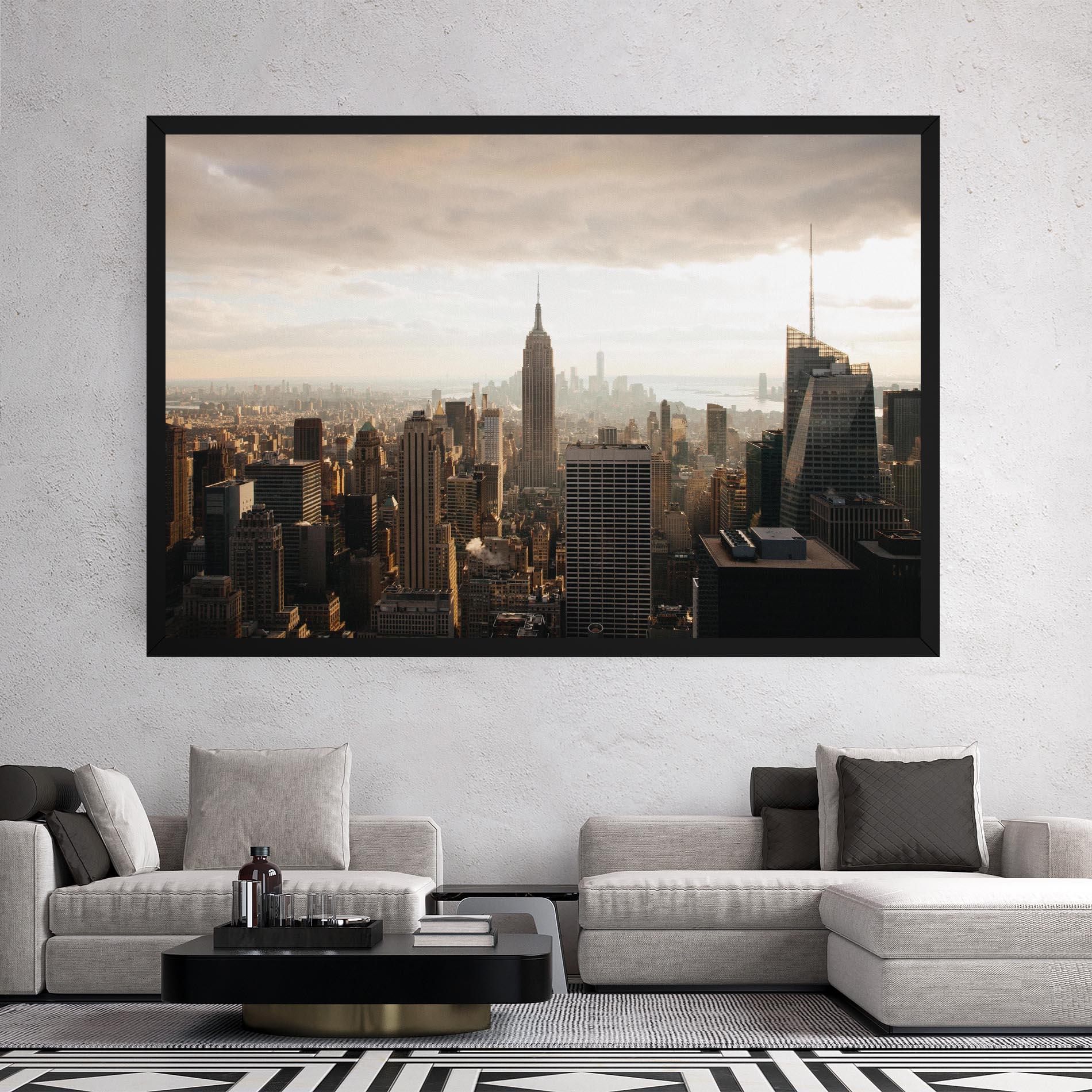 Tablou Canvas Grey Cloud Buildings mockup 2