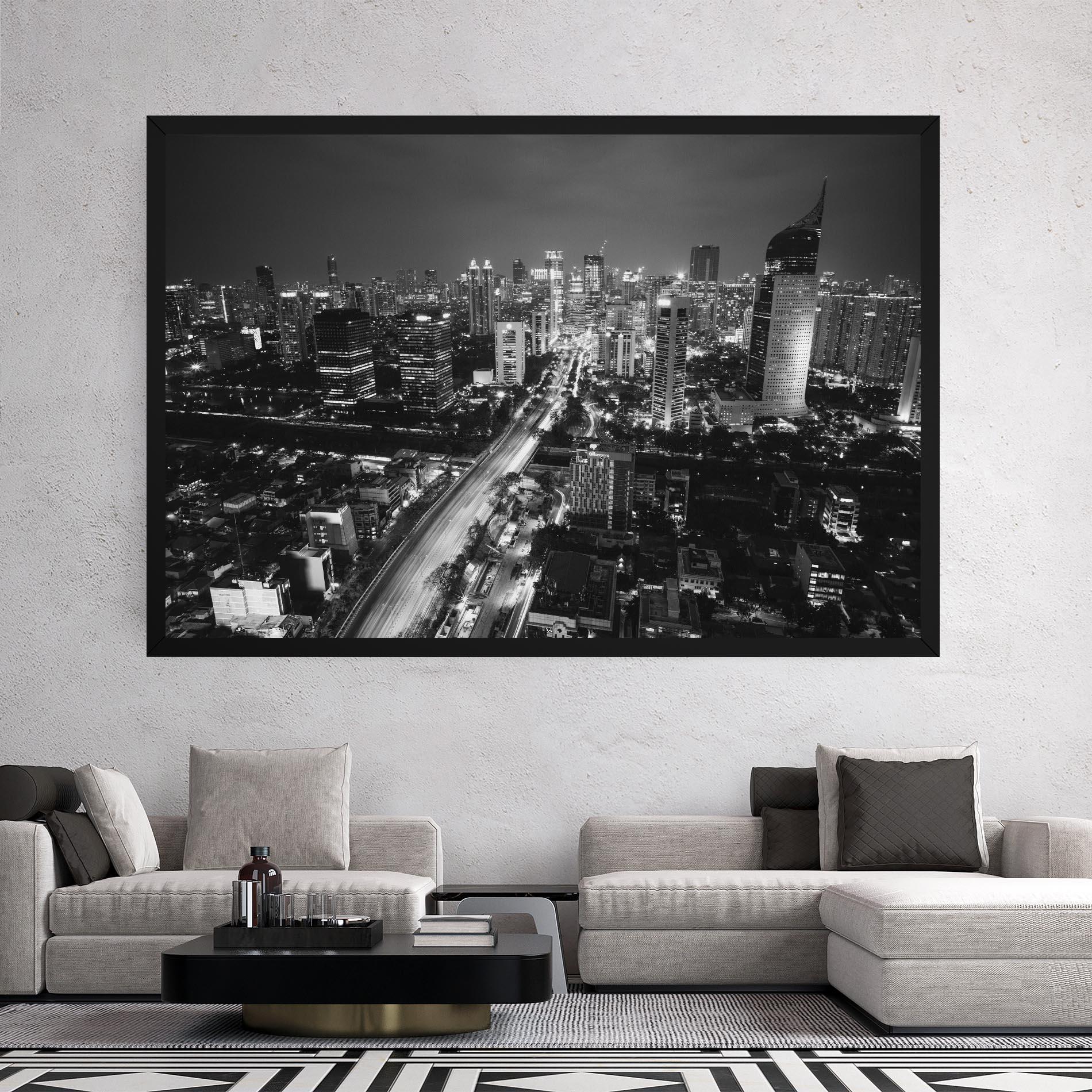 Tablou Canvas Grey Lights City mockup 2