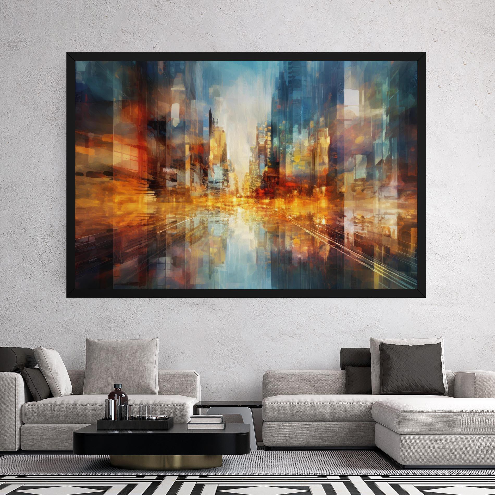 Tablou Canvas Orange Lights City mockup 2