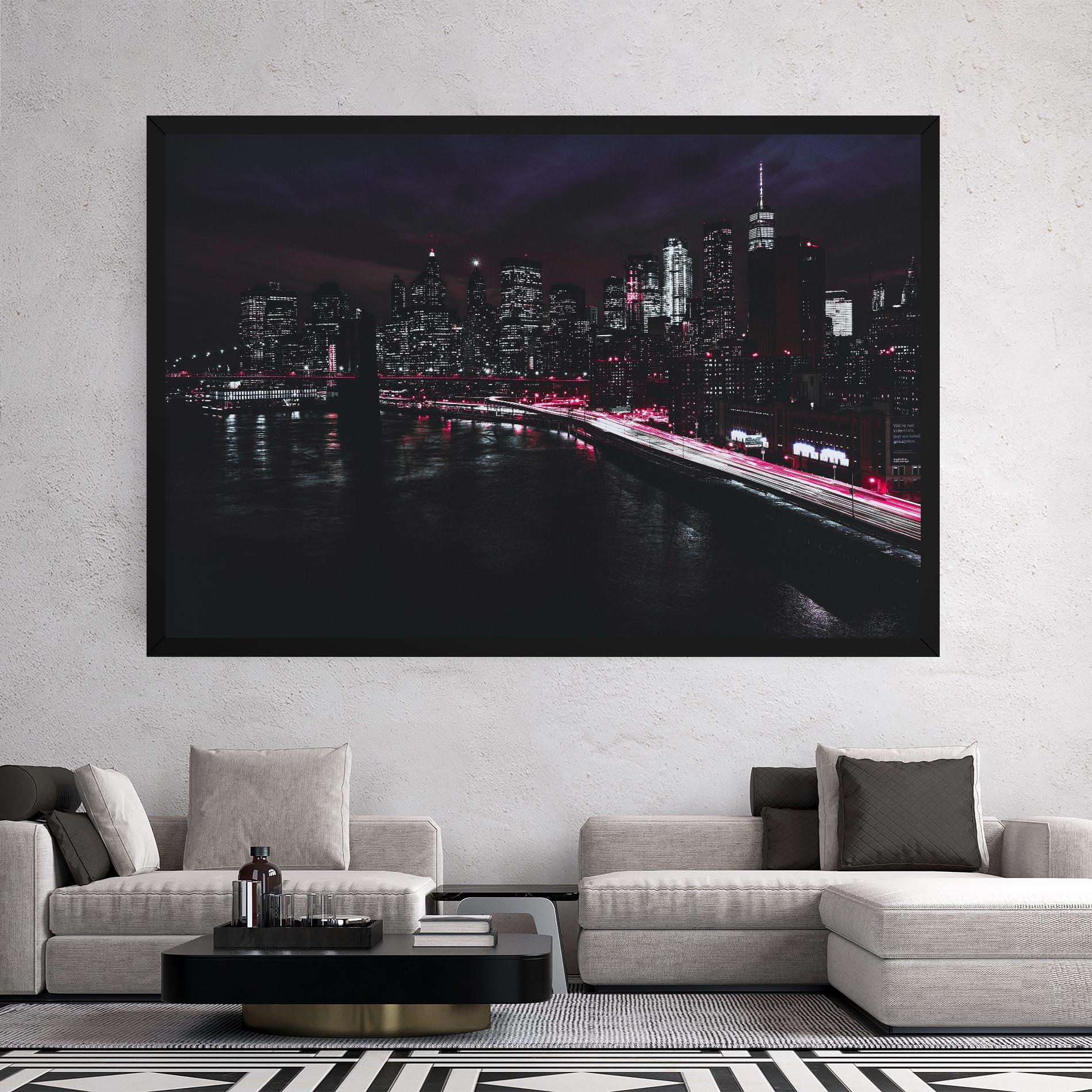 Tablou Canvas Pink Light City mockup 2