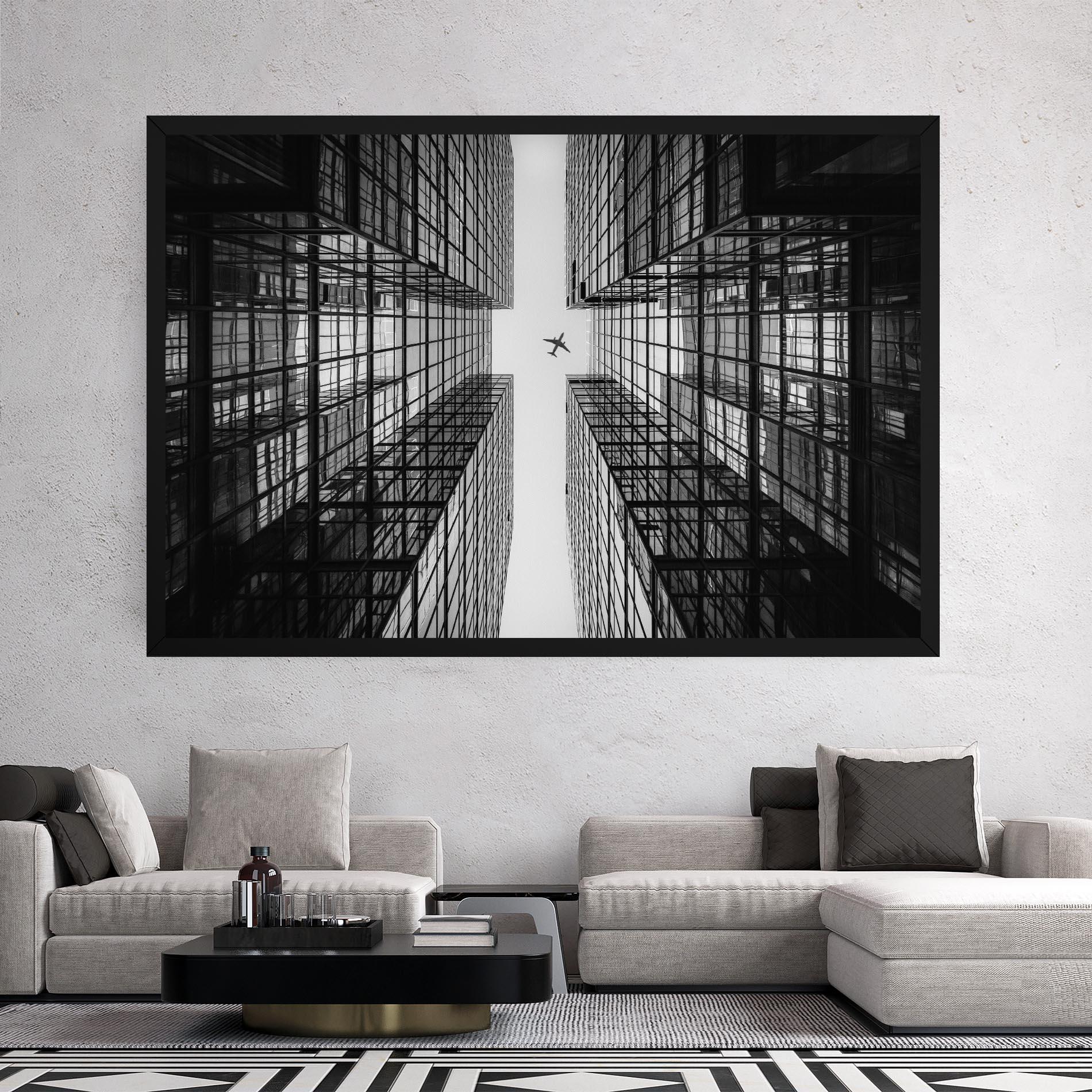 Tablou Canvas Plane Grey Building mockup 2