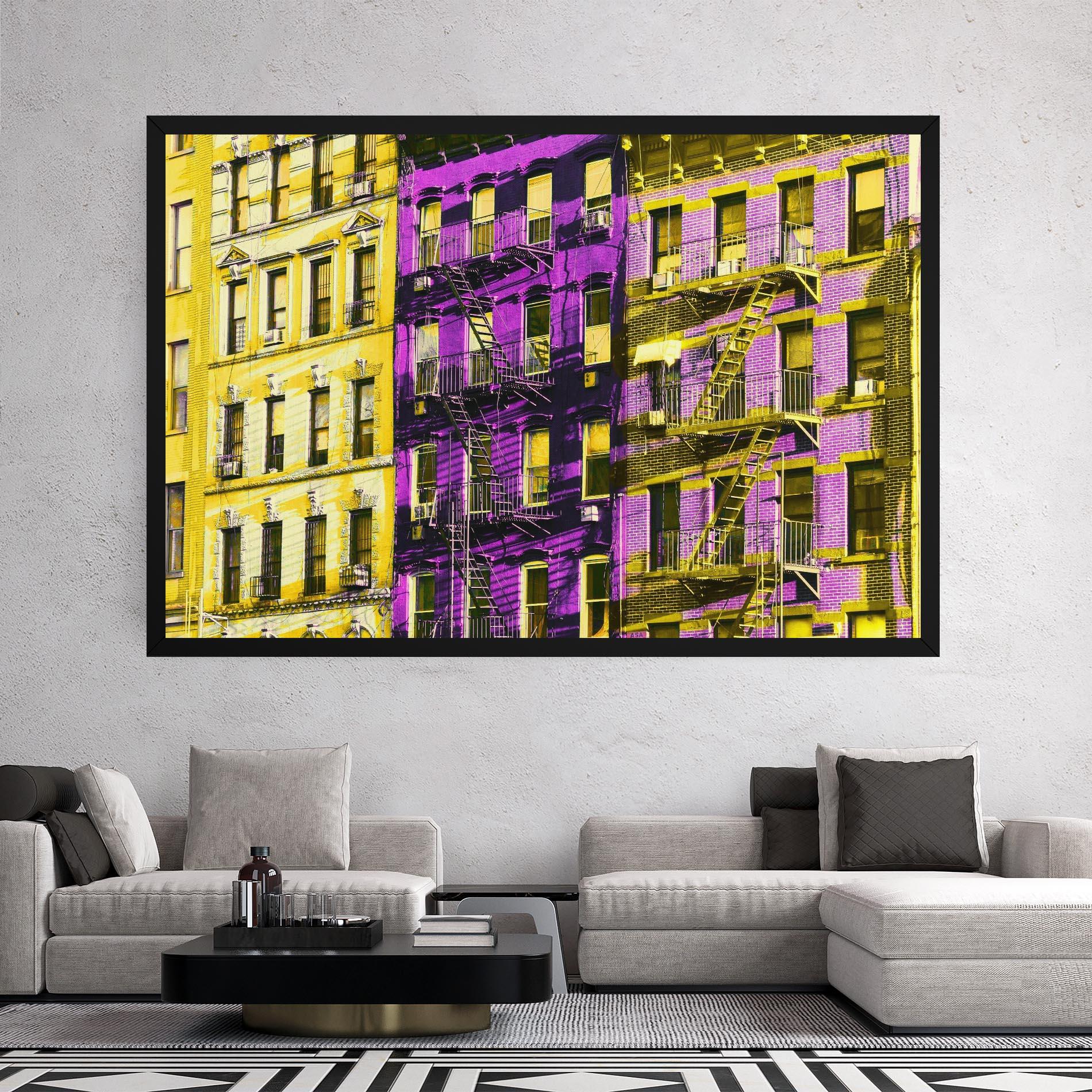 Tablou Canvas Yellow Purple Building mockup 2