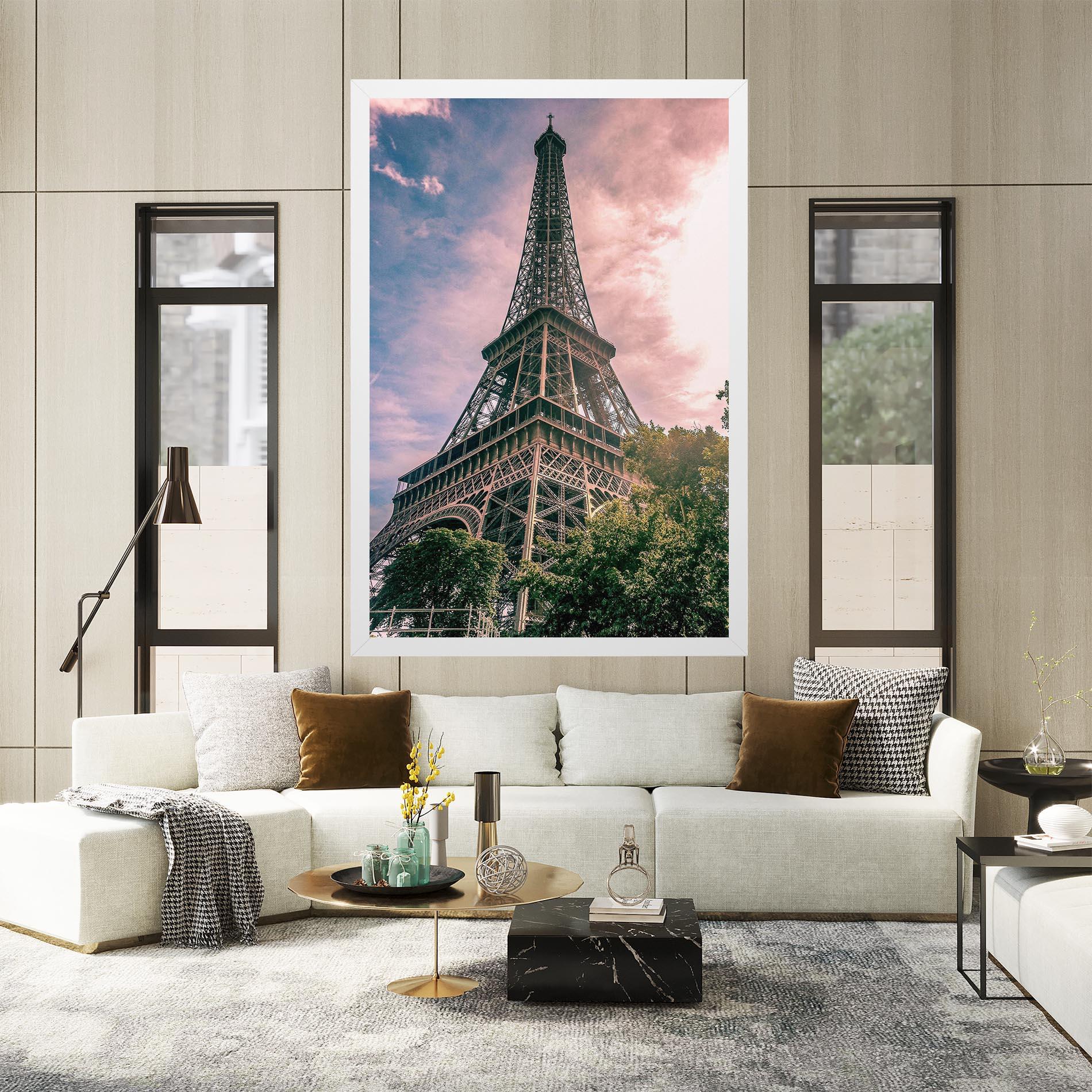Tablou Canvas Eiffel Under Pink Sky mockup 2