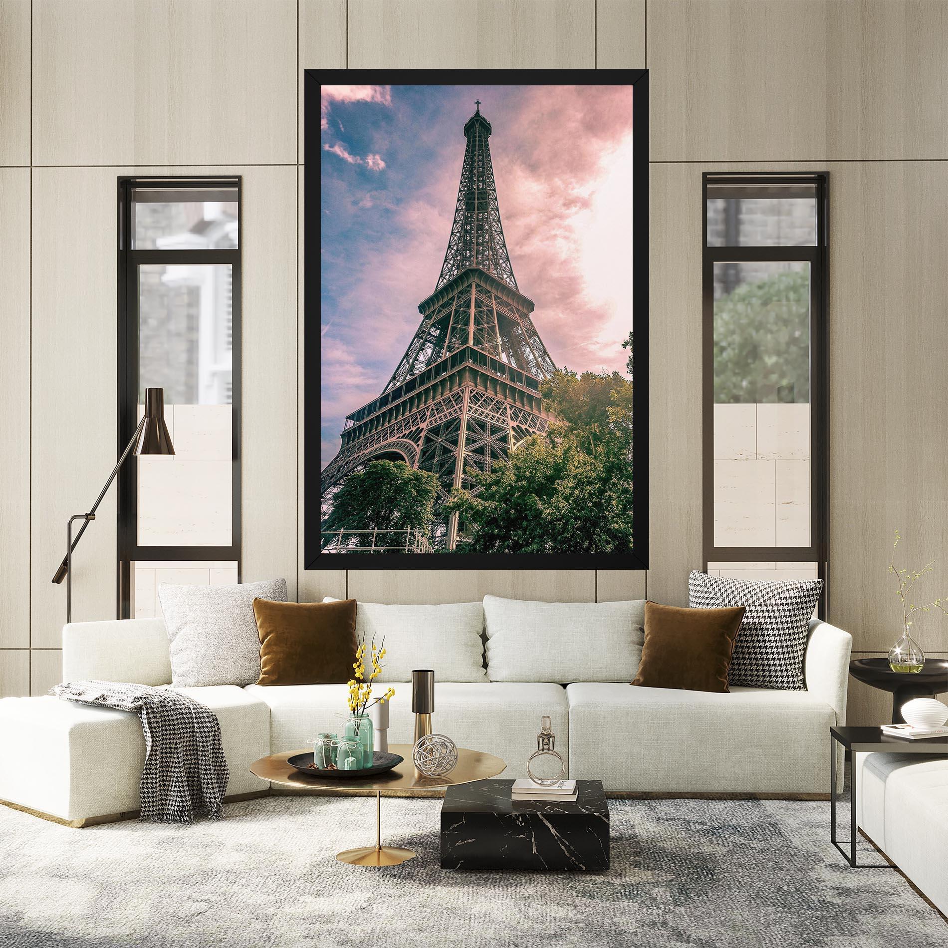Tablou Canvas Eiffel Under Pink Sky mockup 2