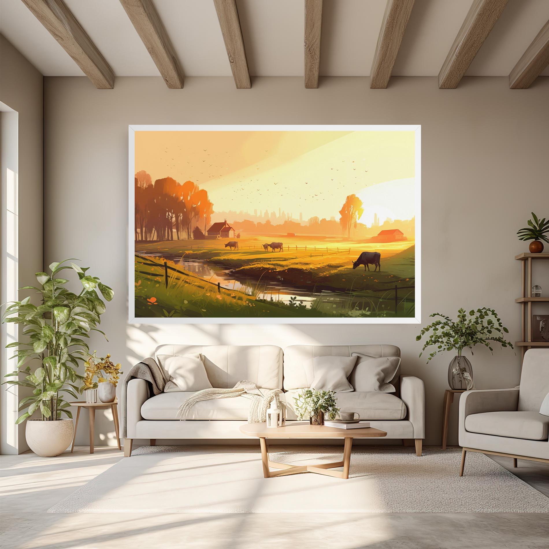 Tablou Canvas Sunlight Cows mockup 6