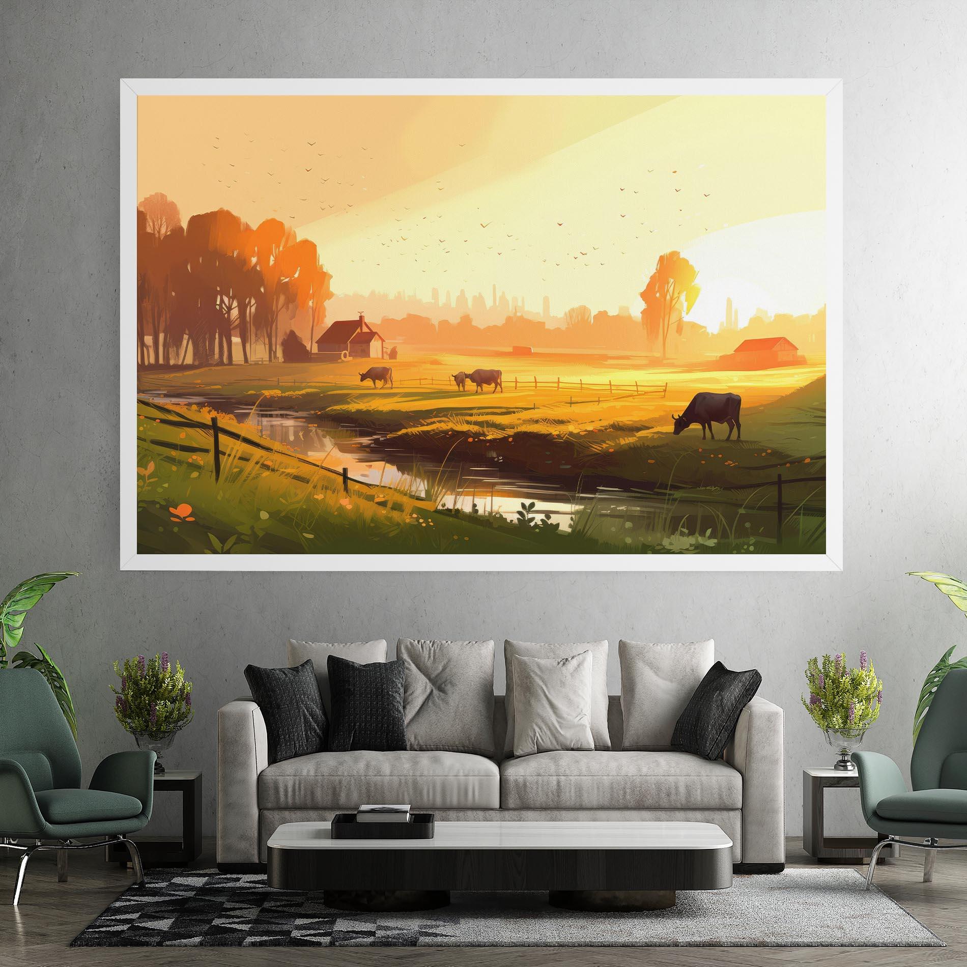 Tablou Canvas Sunlight Cows mockup 7