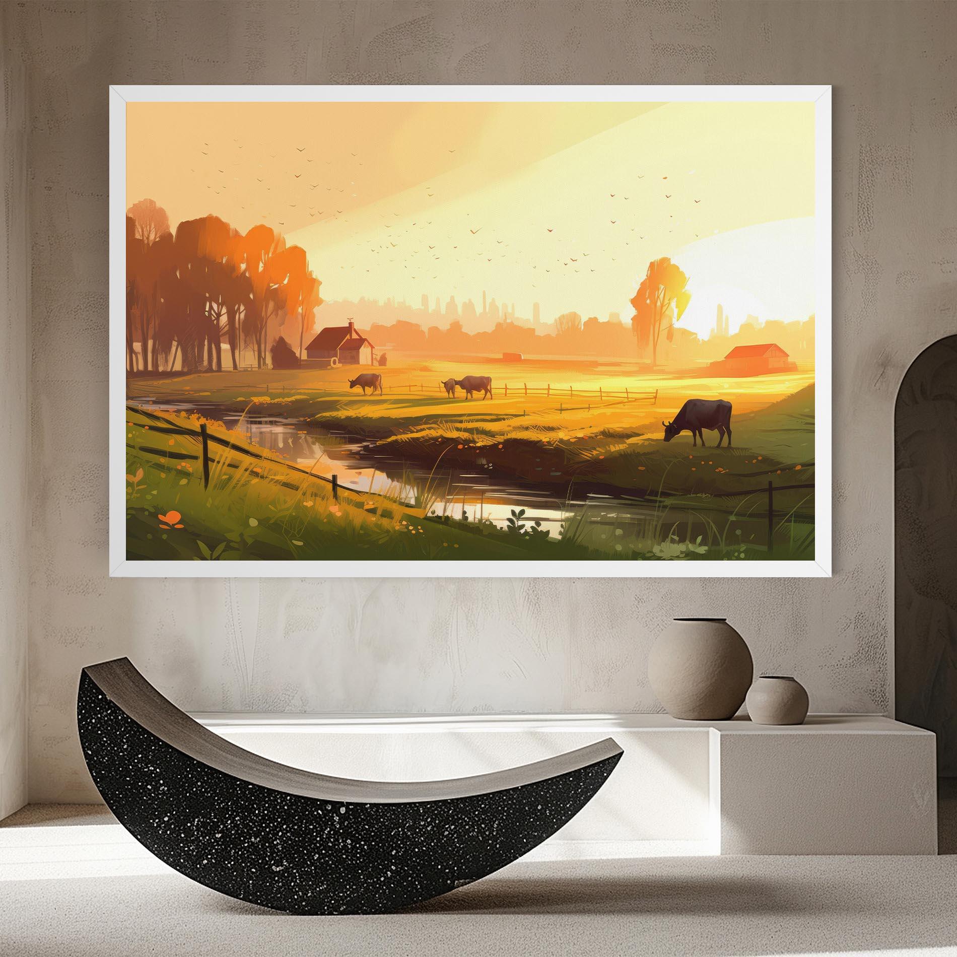 Tablou Canvas Sunlight Cows mockup 8