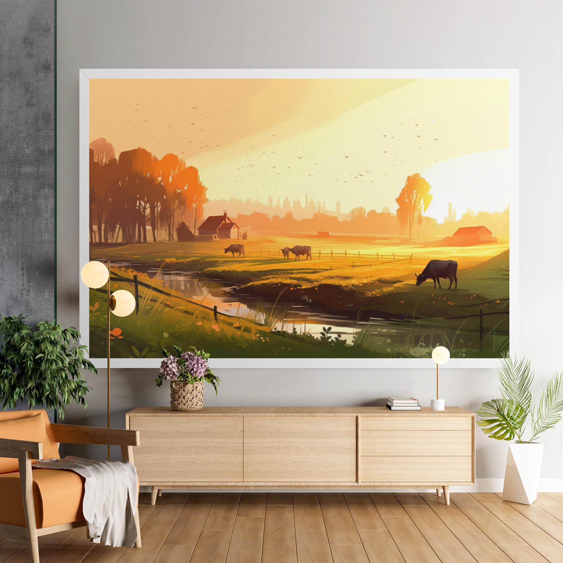 Tablou Canvas Sunlight Cows mockup 9