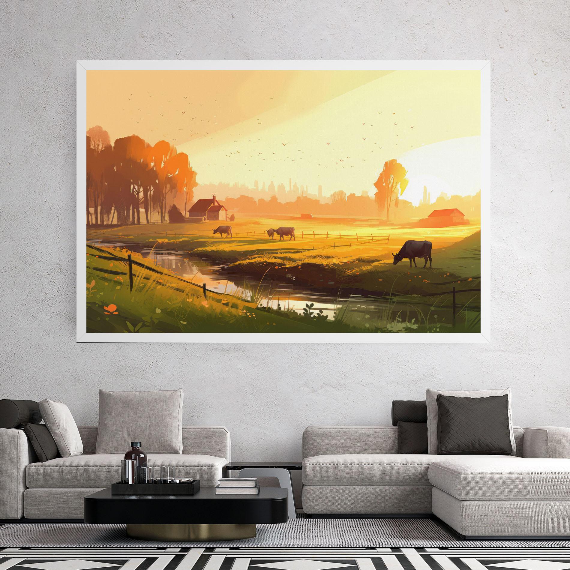Tablou Canvas Sunlight Cows mockup 2